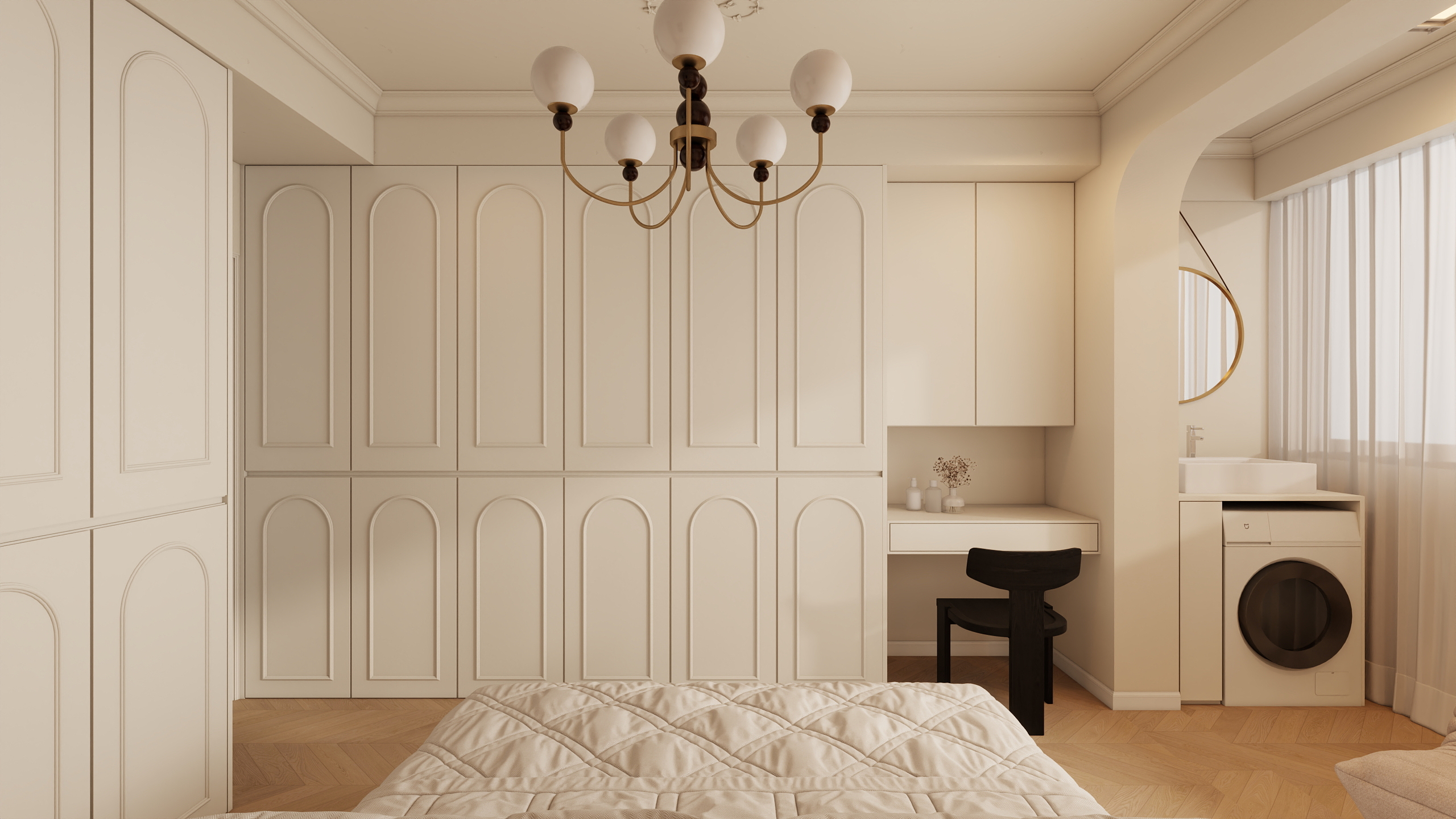 伍君滕-奶油风 | 沪新小区-装修设计方案