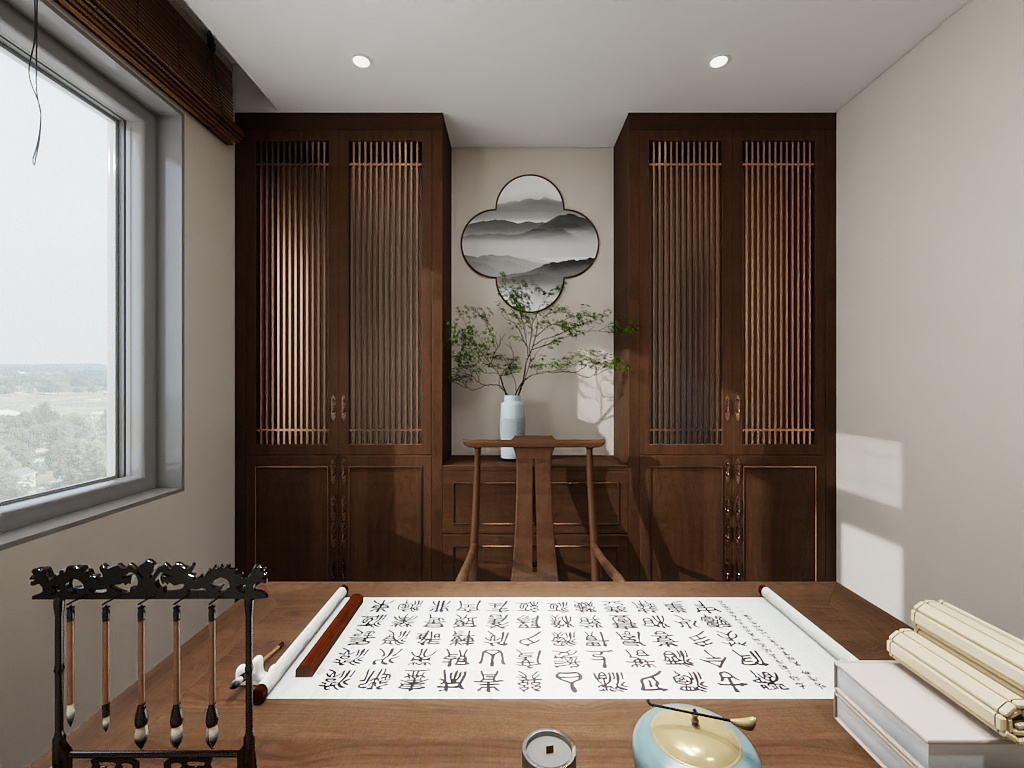 全家室内效果图表现-建业云景6#1-301室宋式美学-装修设计方案