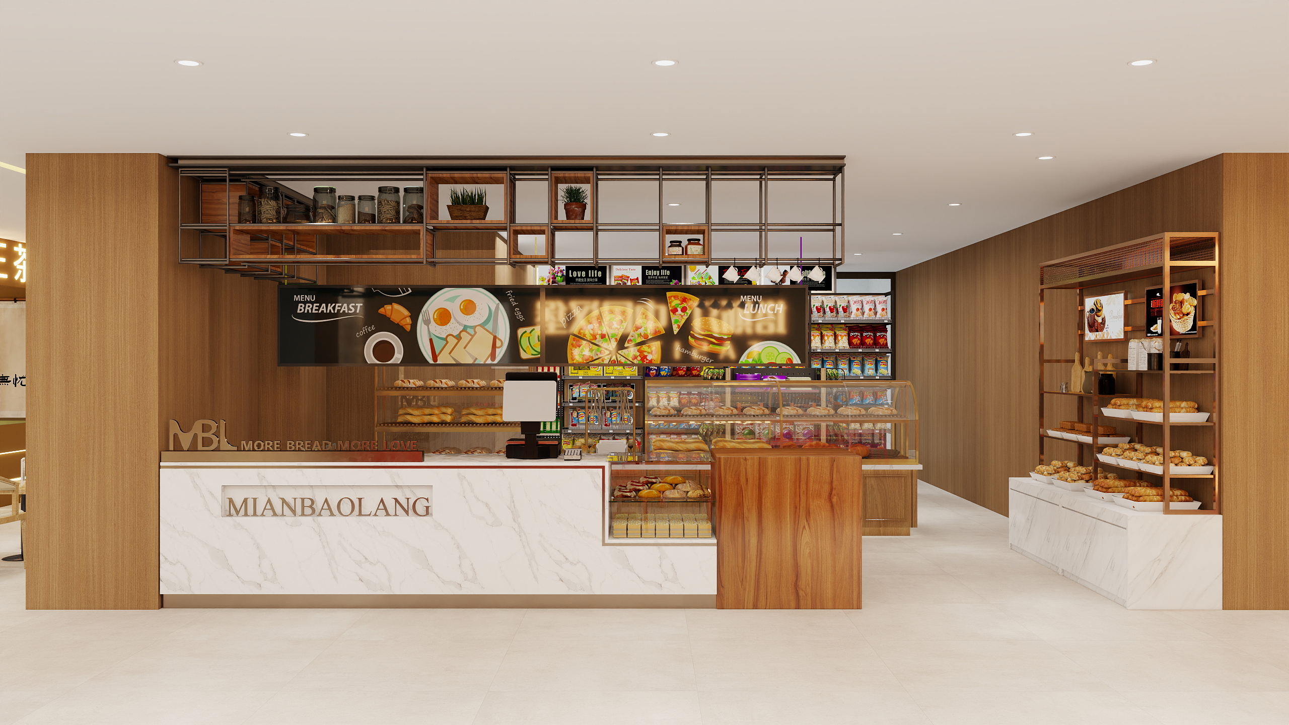 全案空间设计师牧人-霸王茶姬效果图-装修设计方案