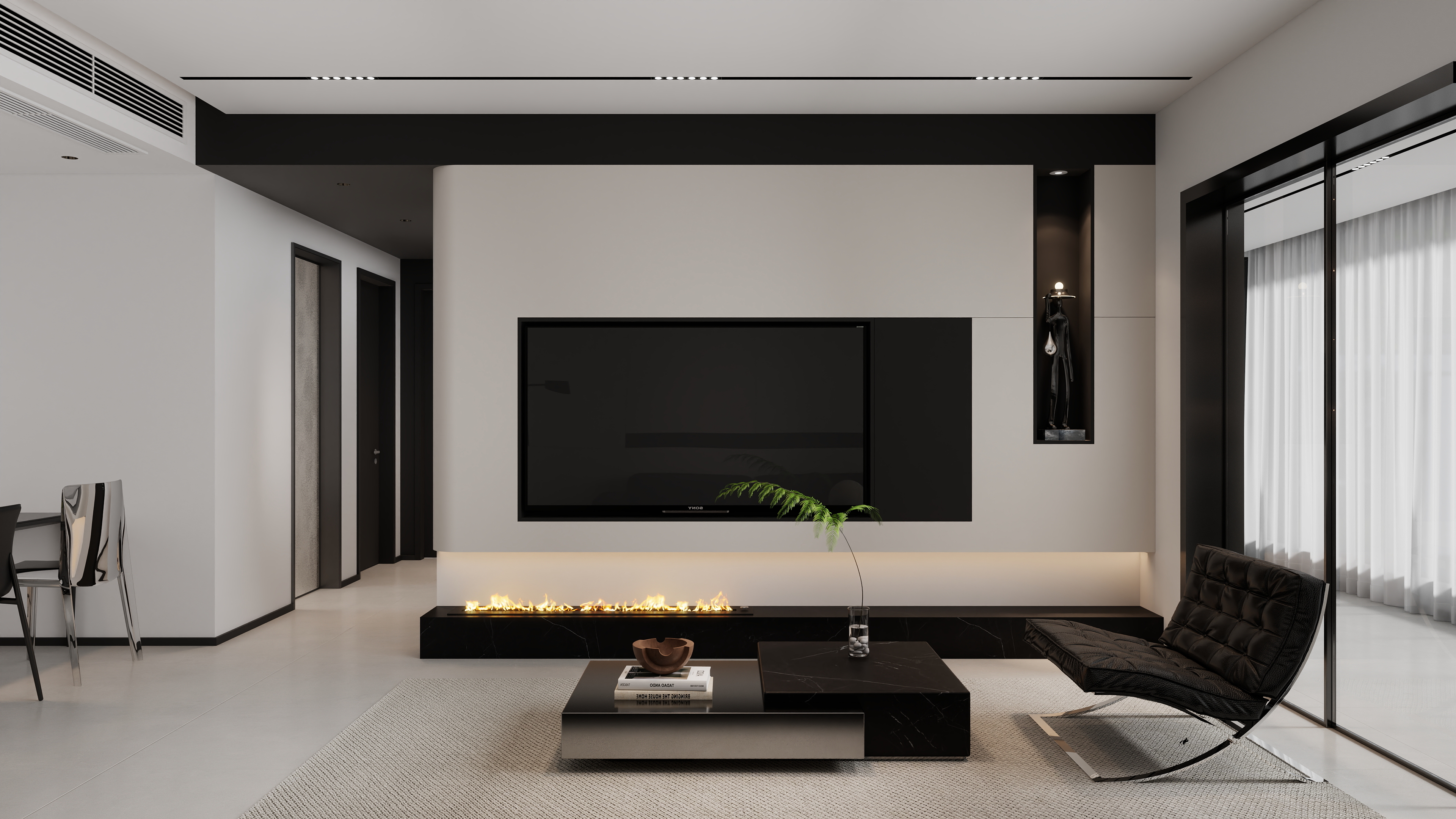 沐光|知行视觉设计工作室-阿东-现代黑白灰 -3房110平-装修设计方案