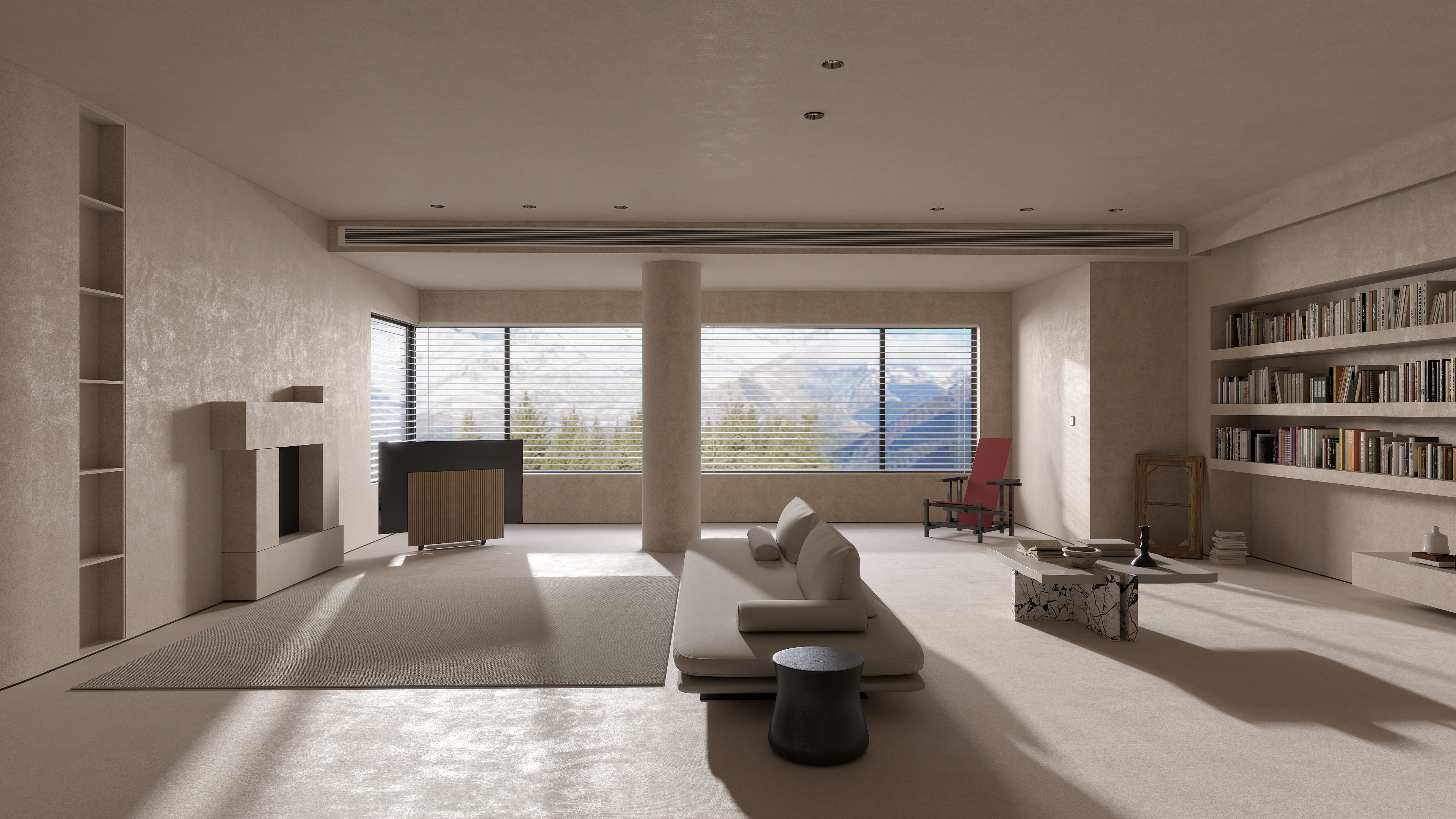 雾见山-侘寂风会客厅名宿-装修设计方案