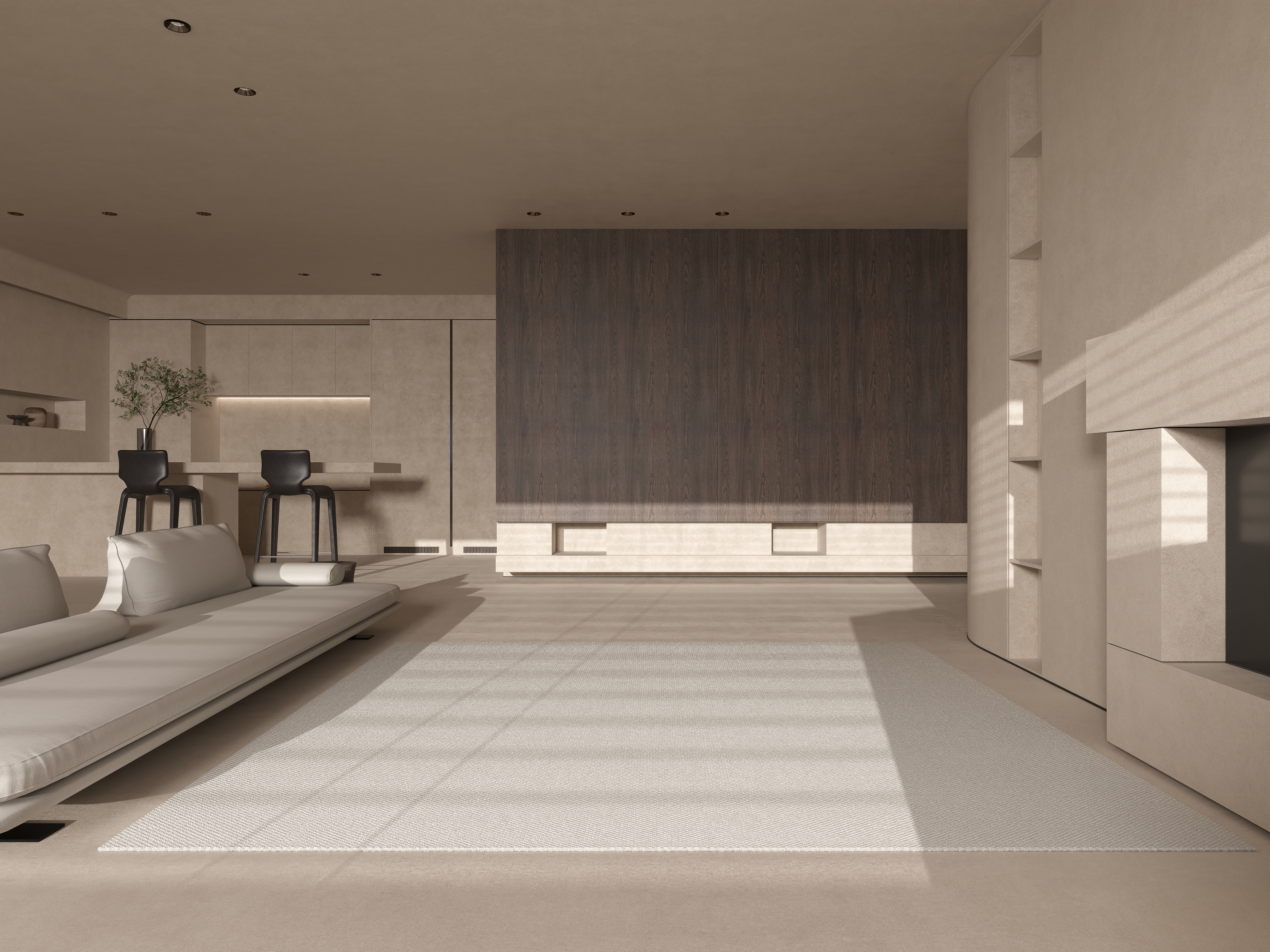 雾见山-侘寂风会客厅名宿装修效果图