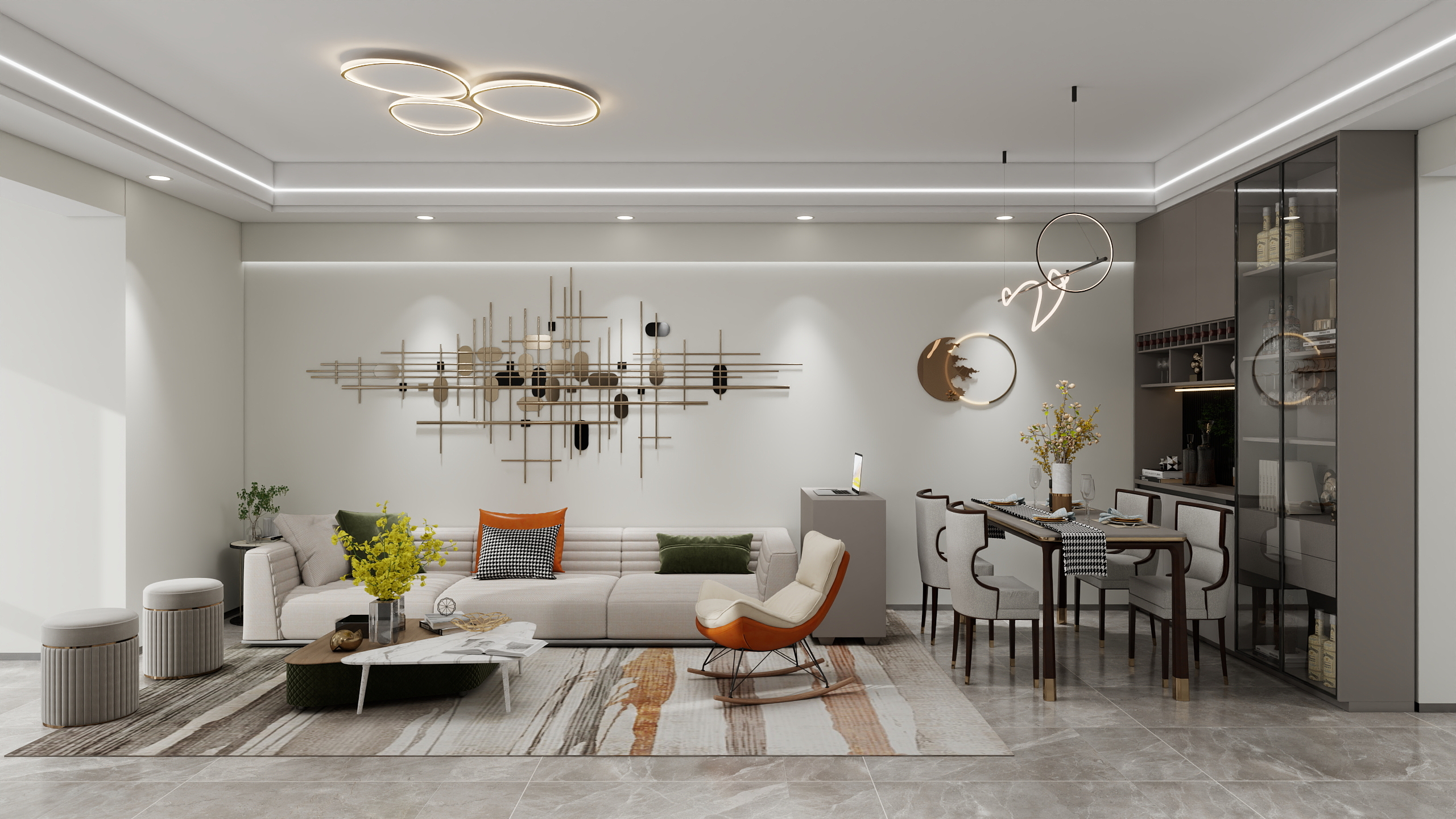 圆梦设计-万达公馆109㎡3室装修效果图