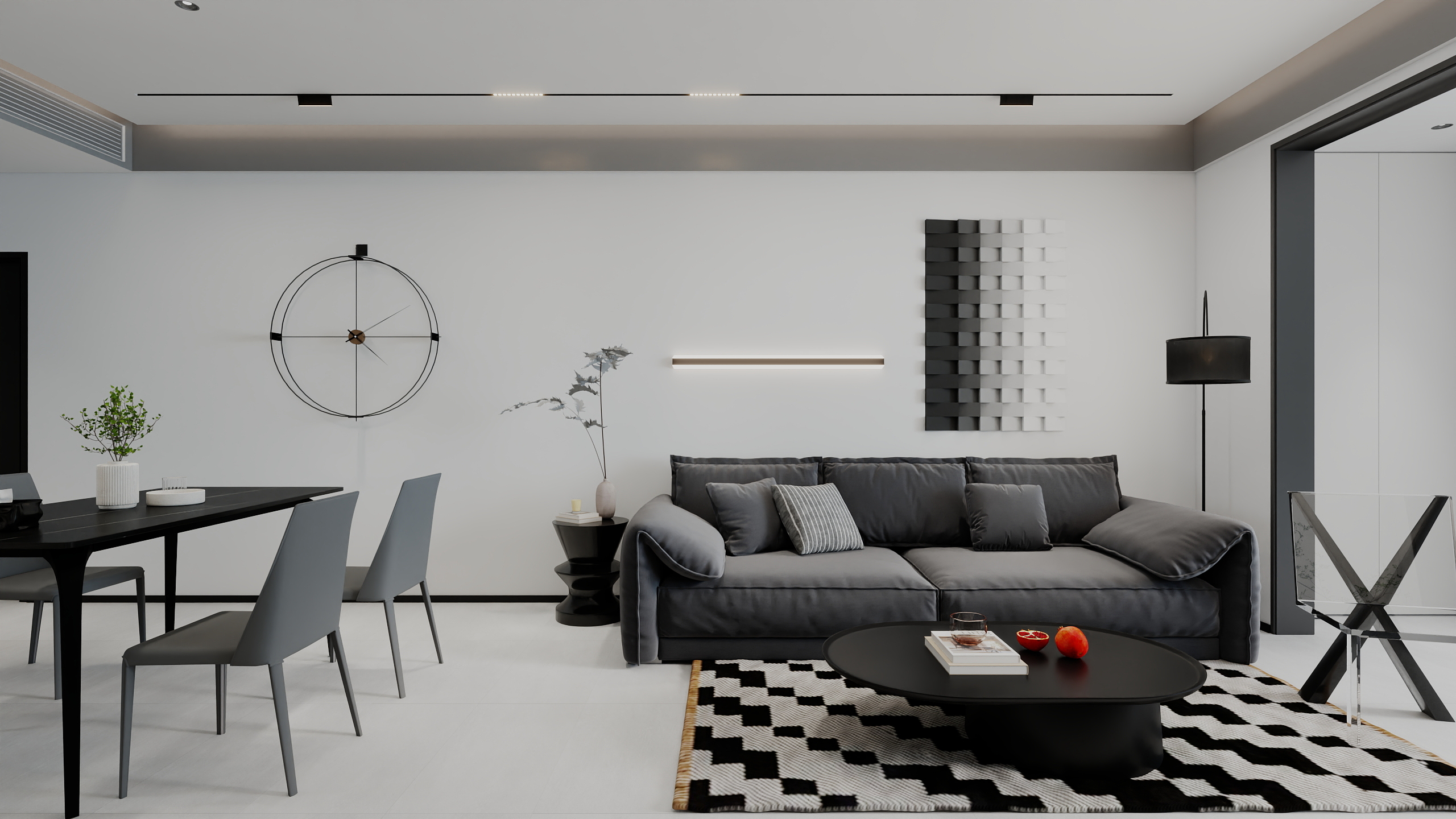 郭涛-极简黑白灰94㎡三室-装修设计方案