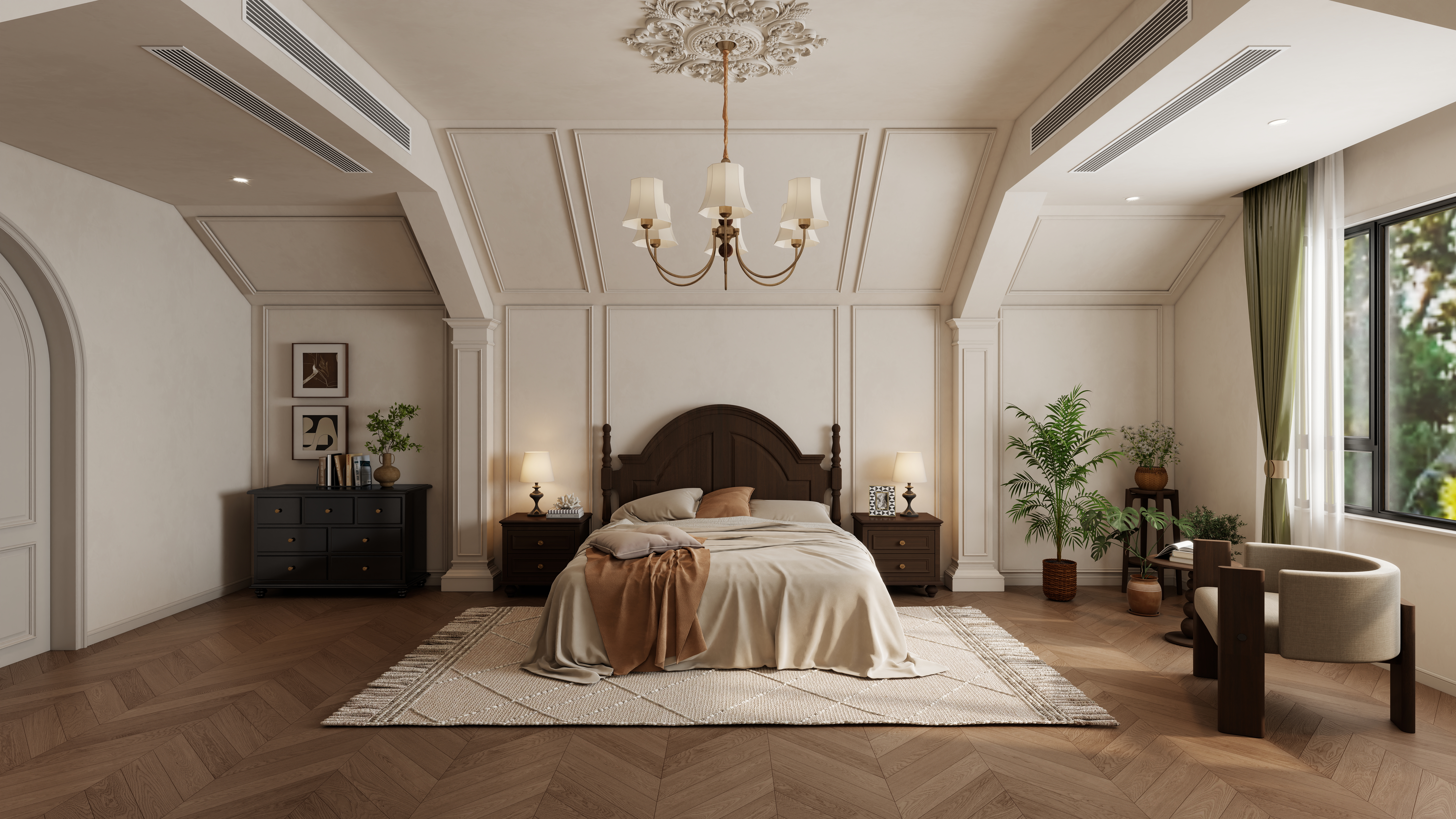 孙有权-『杳霭流玉』美式田园挑空别墅装修效果图