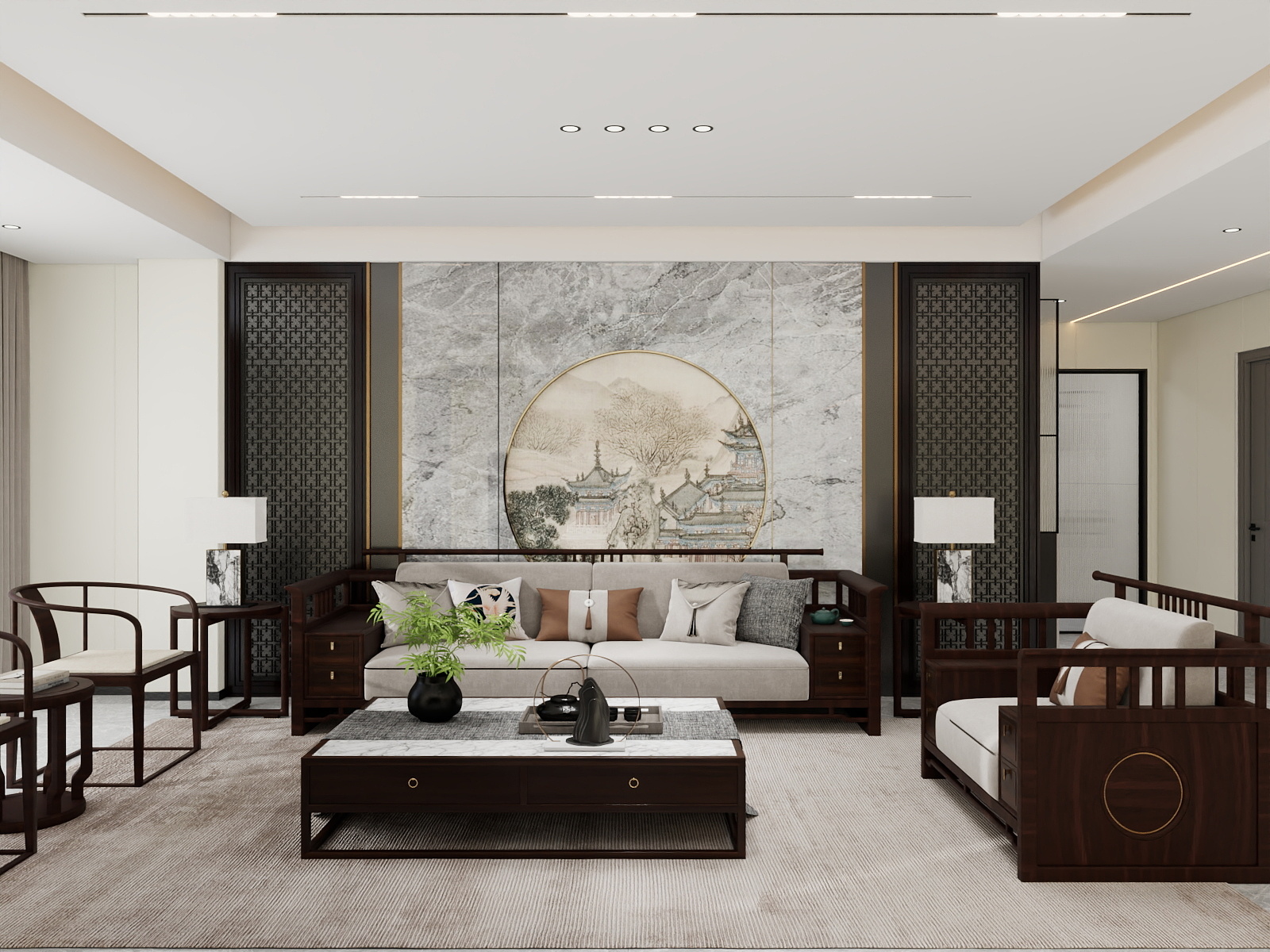 吴爽-343m²新中式风格设计装修效果图