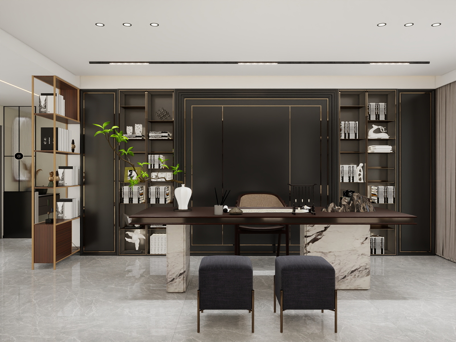 吴爽-343m²新中式风格设计装修效果图