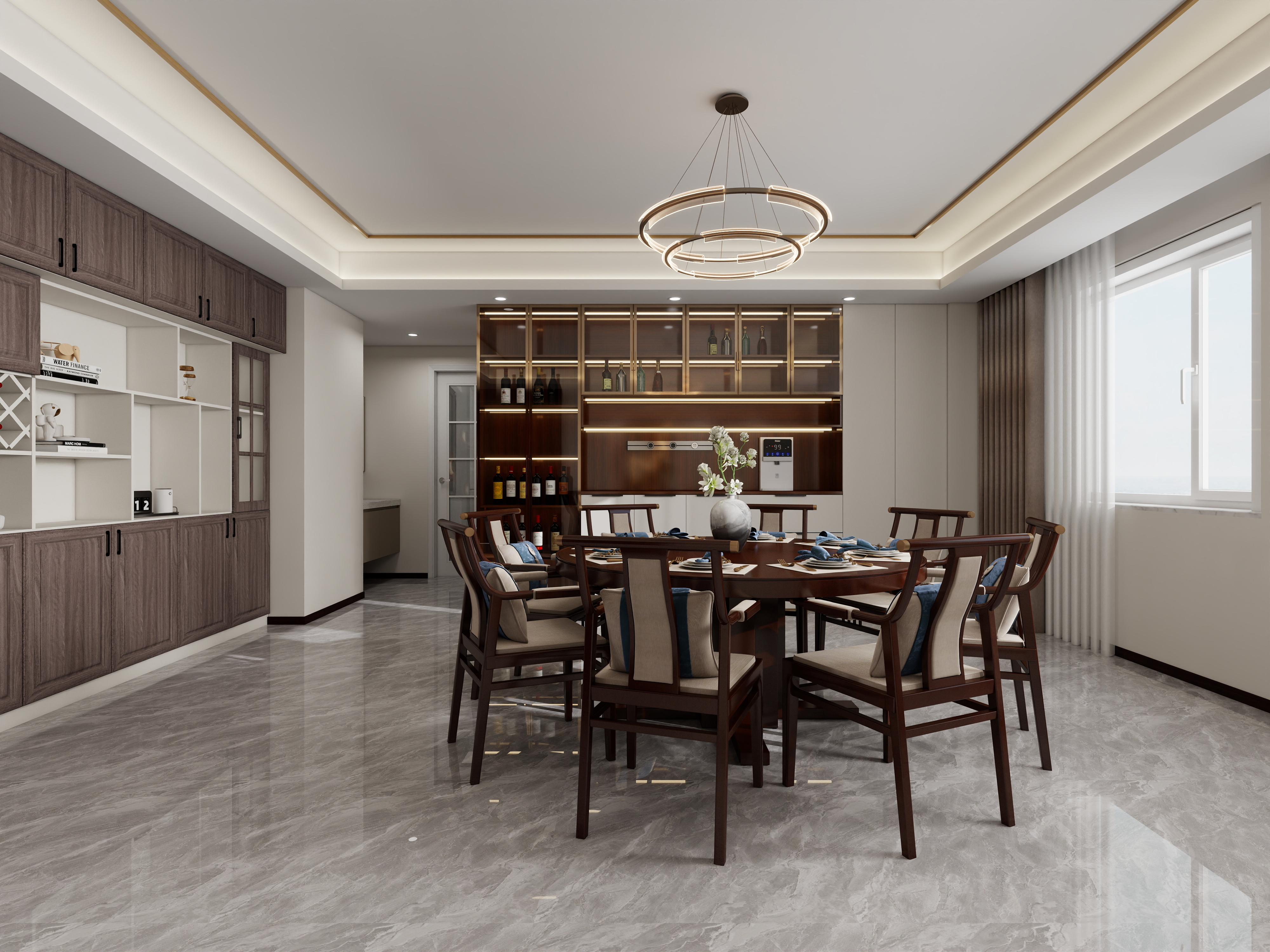 星空设计500一套-新中式棋牌室装修效果图