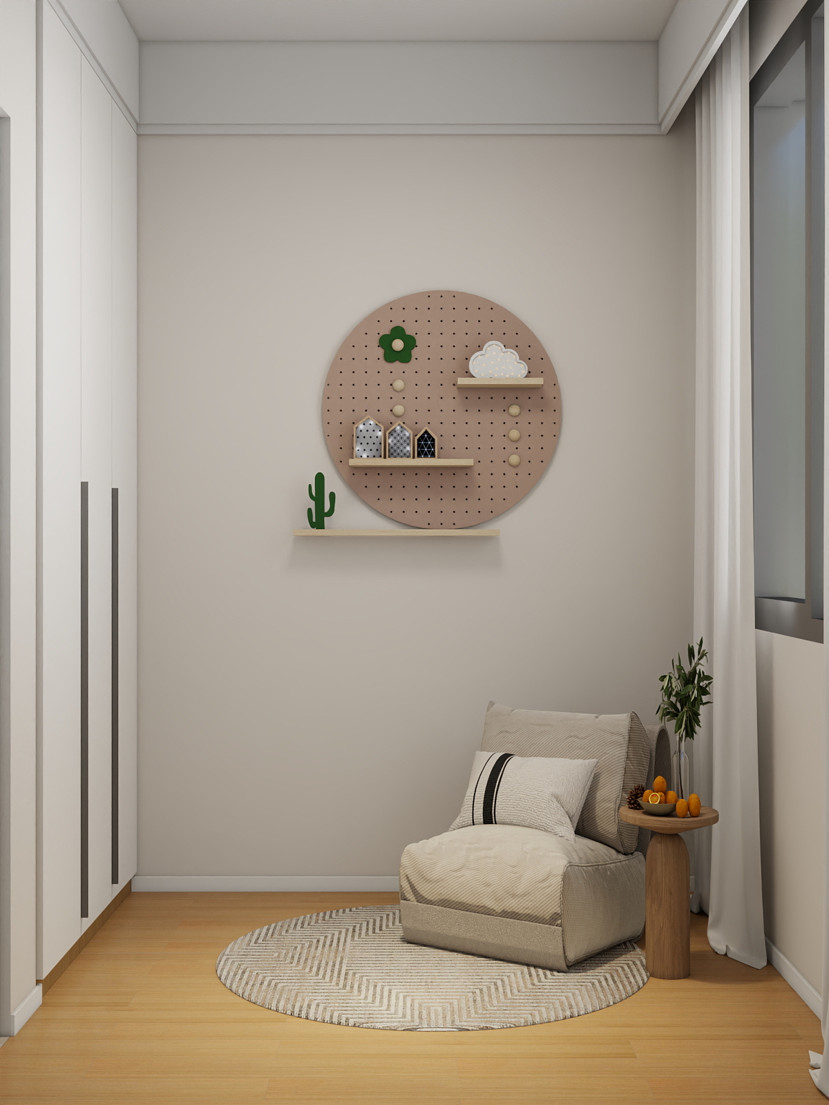 吴爽-79m²奶油风格装修效果图