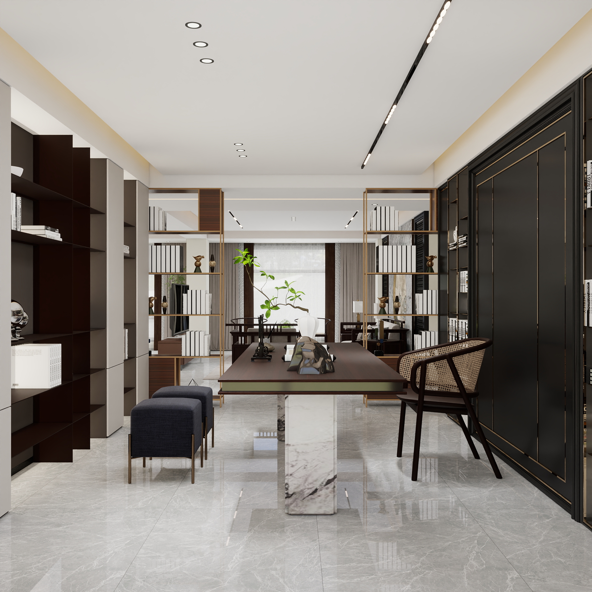 吴爽-343m²新中式风格设计装修效果图