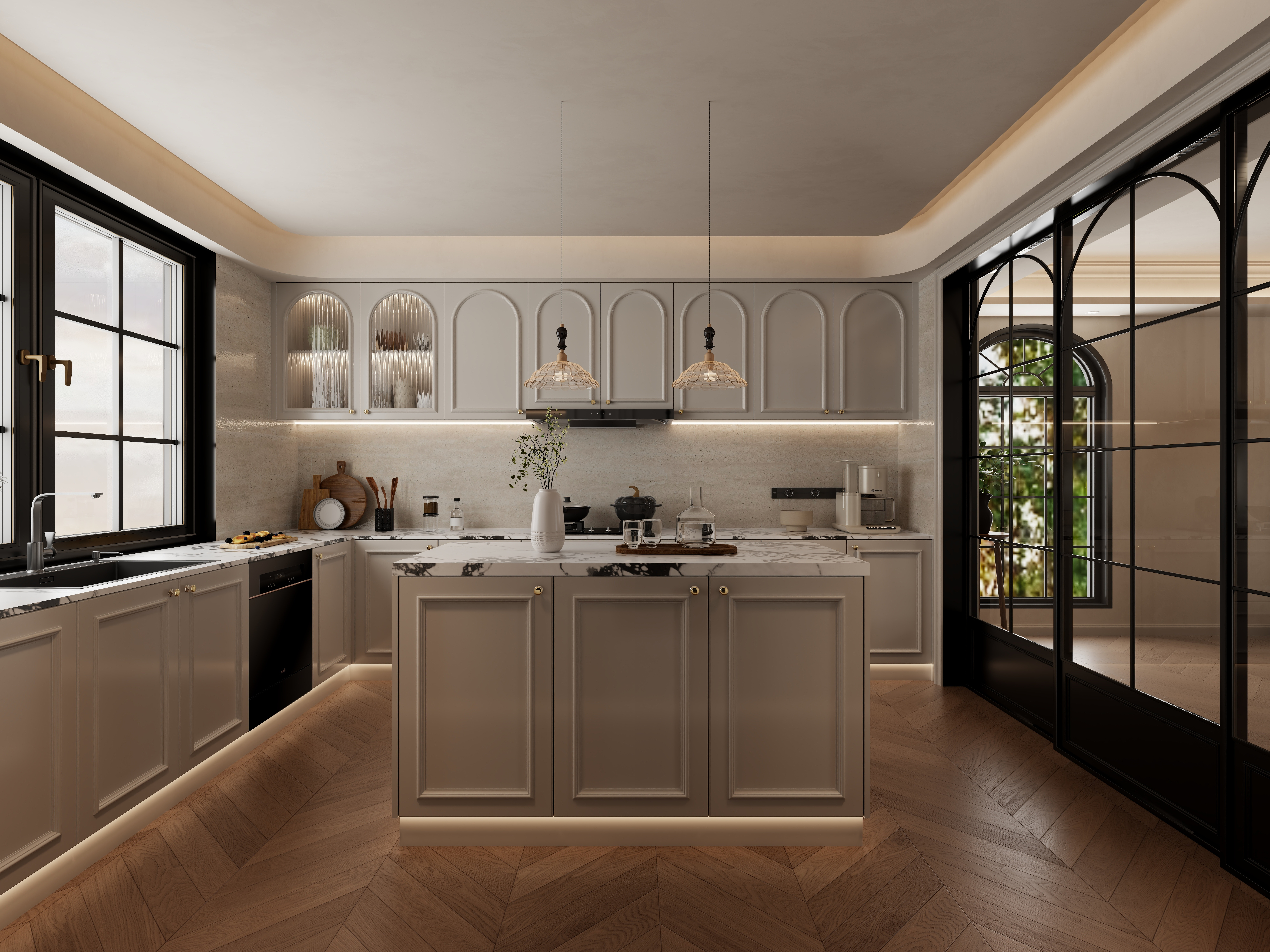 孙有权-『杳霭流玉』美式田园挑空别墅装修效果图