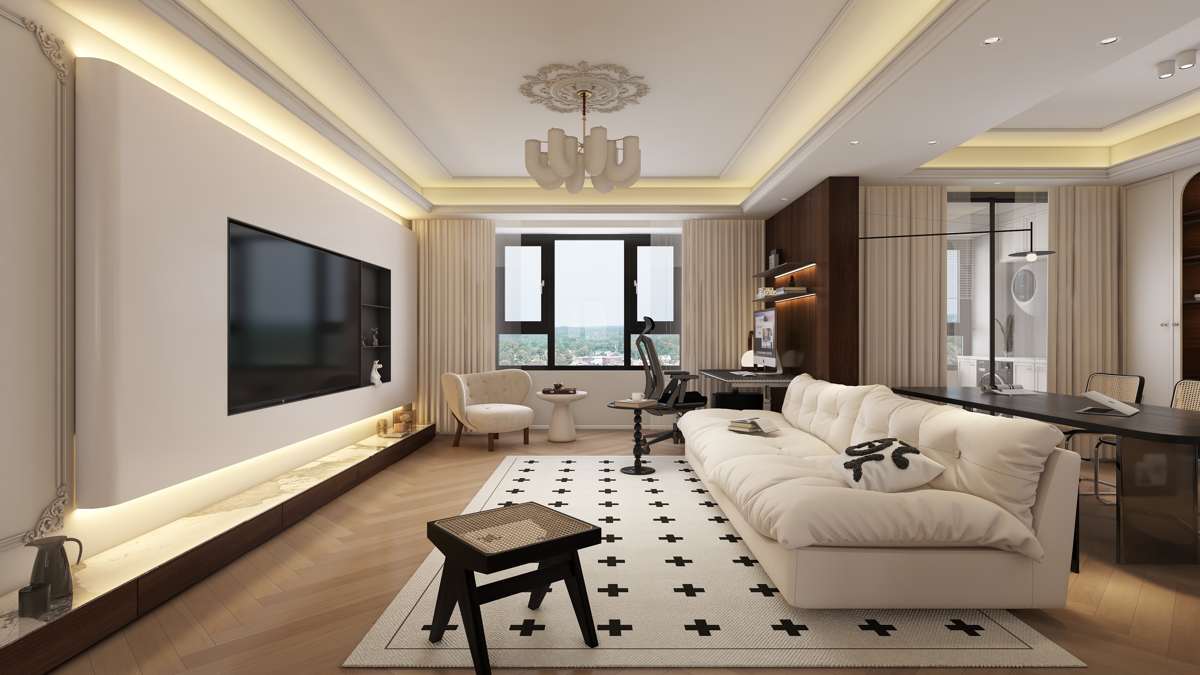 朱晨希-【中古轻法】120方崇德公馆全屋效果方案-装修设计方案