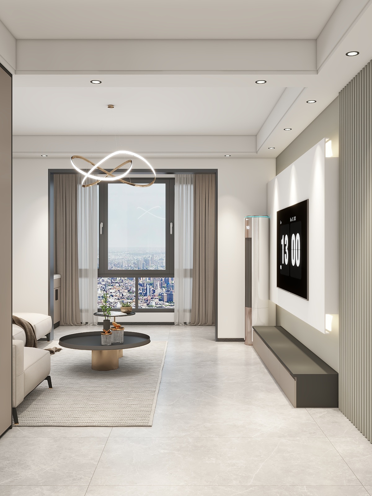 100元设计方案-118m²现代奶油风格设计装修效果图