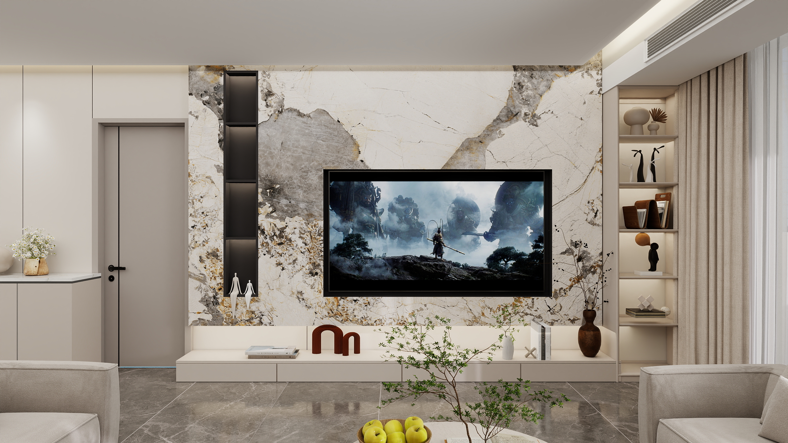 文俊一-现代简约277㎡2室装修效果图