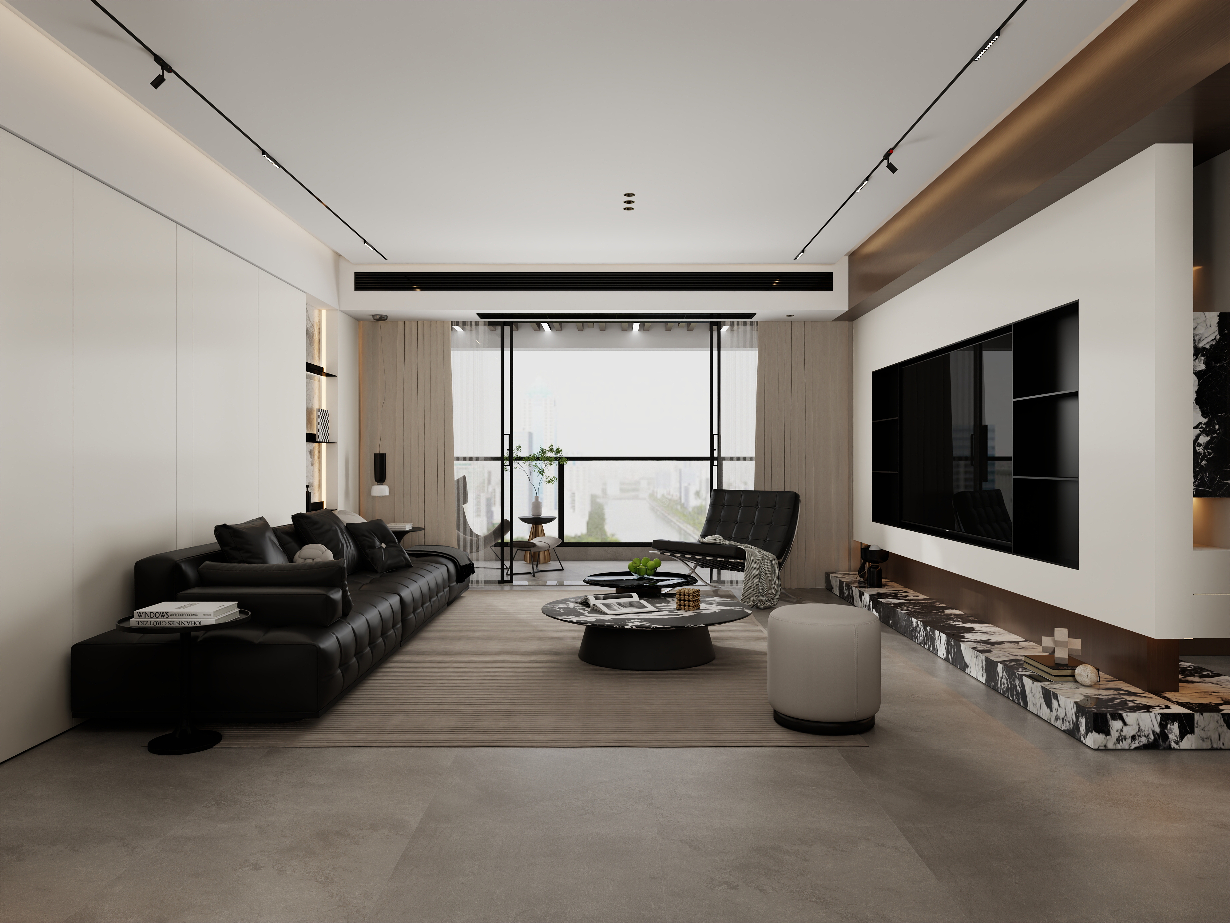 张煜强煜境设计-187平米意式极简大平层装修效果图