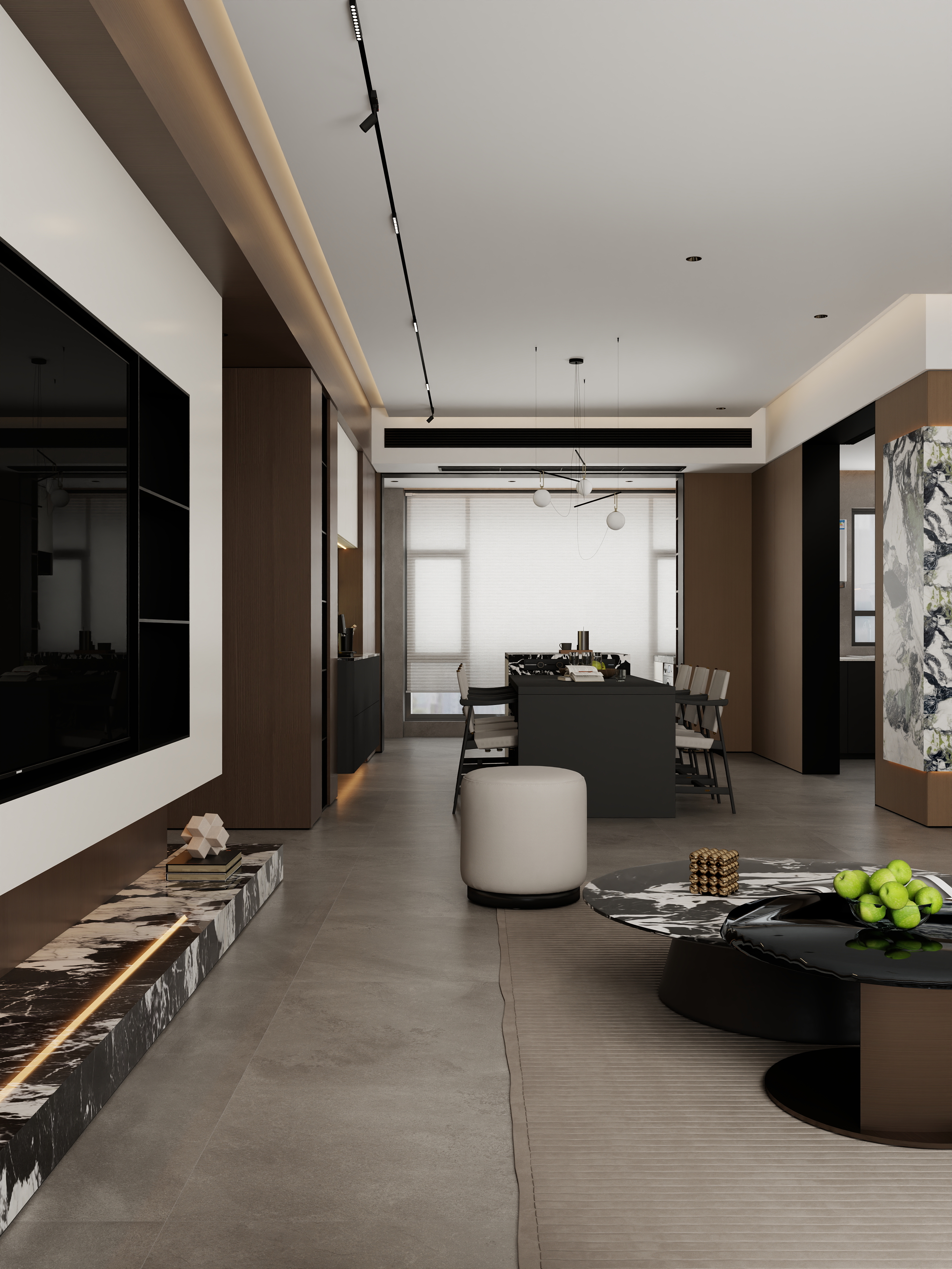 张煜强煜境设计-187平米意式极简大平层装修效果图