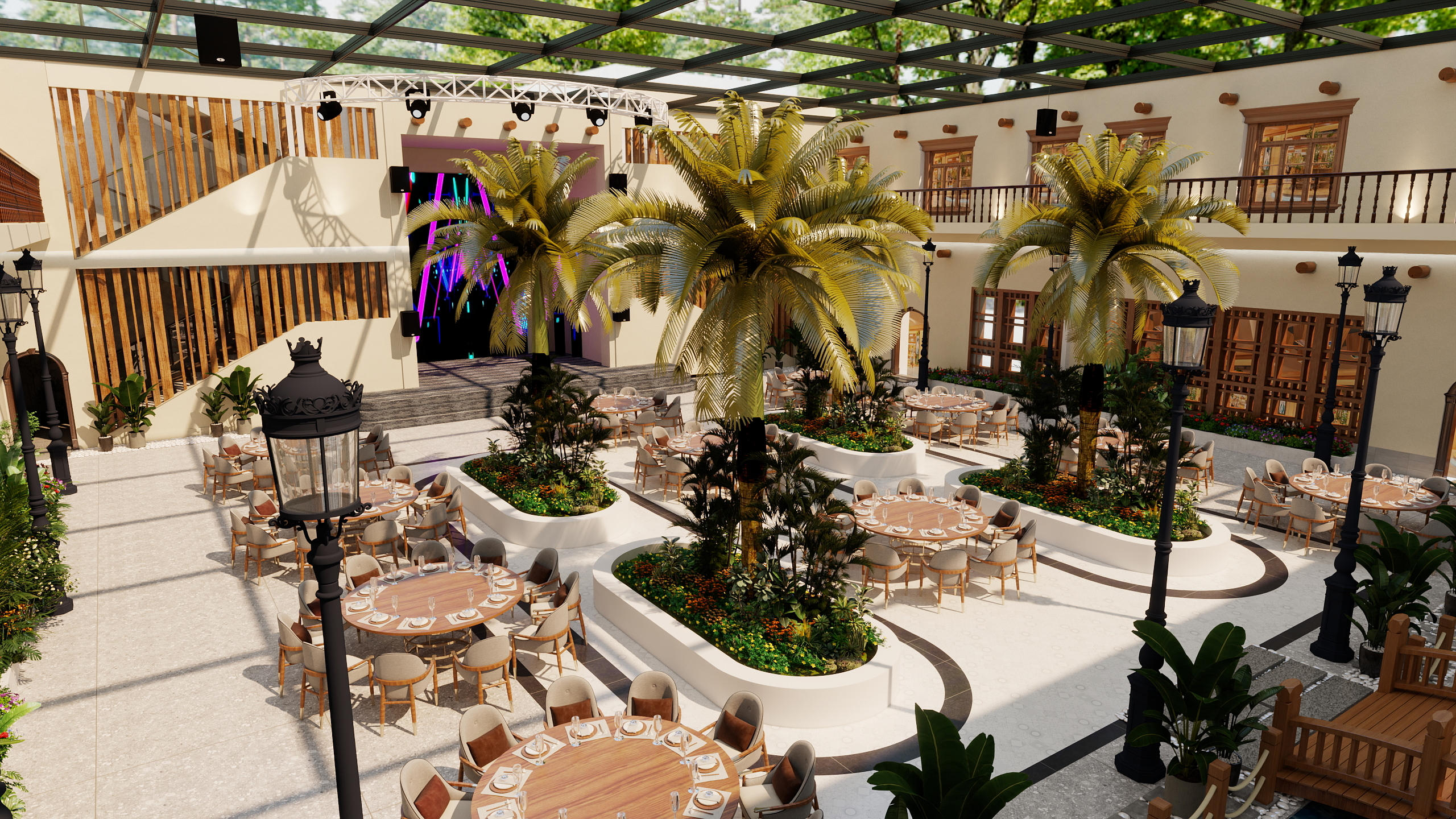 河马全案设计-黑老二阿妈庄园中庭效果（改版）-装修设计方案