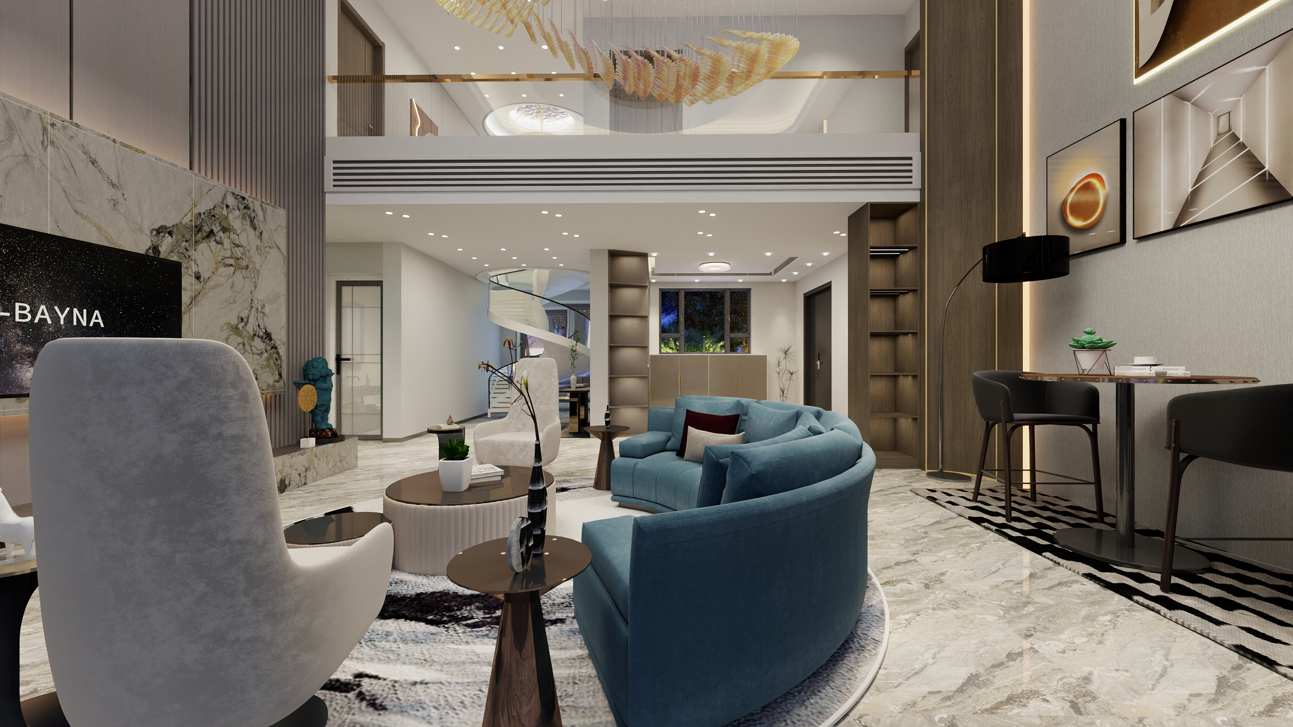 艺灵006-鸿州江山别墅意式轻奢-原创装修效果图