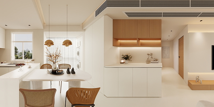 设计师灼夜-110平原木奶油-装修设计方案