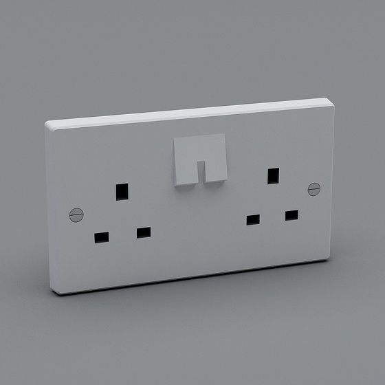 UK Double Socket 3D Model in Sleek Gray