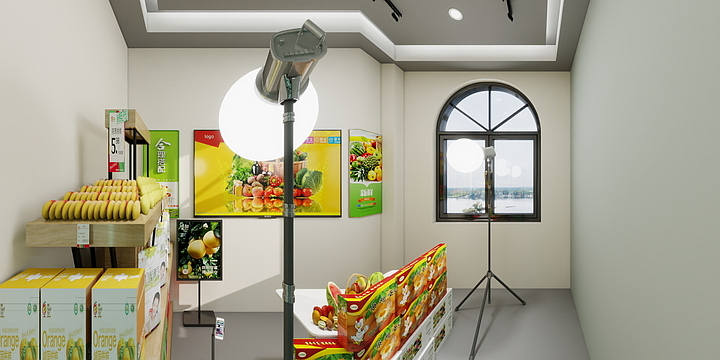 河南艺佳整装设计师徐梦瑶-生鲜超市 打造直播间-装修设计方案