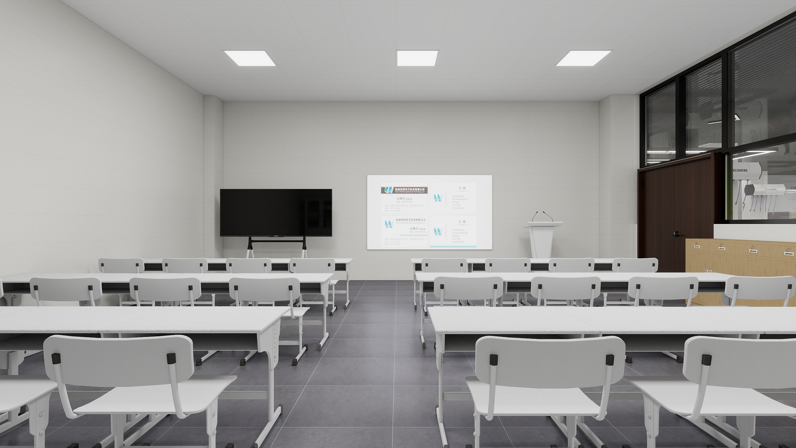 李青越-3898方现代风格汽车美容培训样板间装修效果图