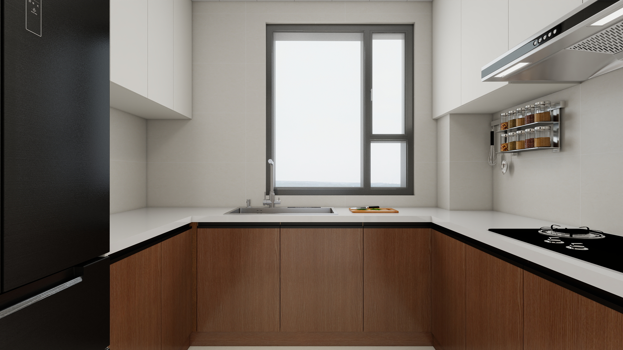 李青越-98方中古风三居室样板间装修效果图