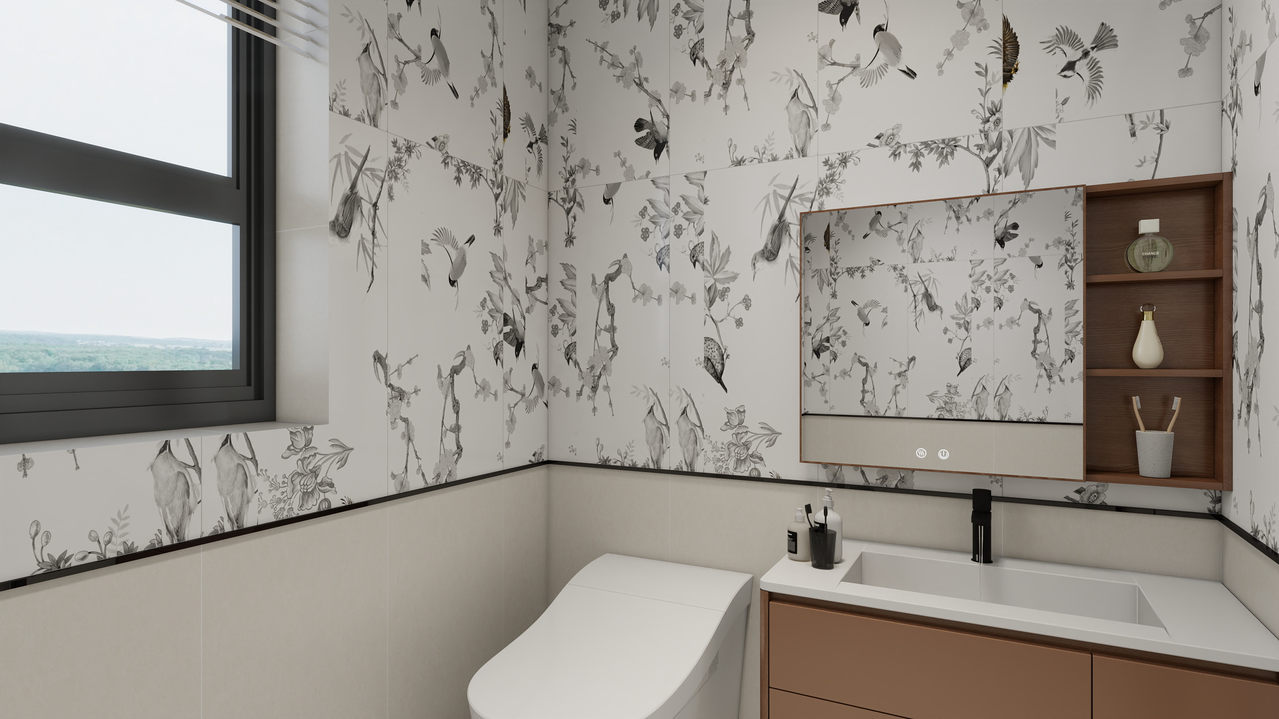 李青越-98方中古风三居室样板间装修效果图