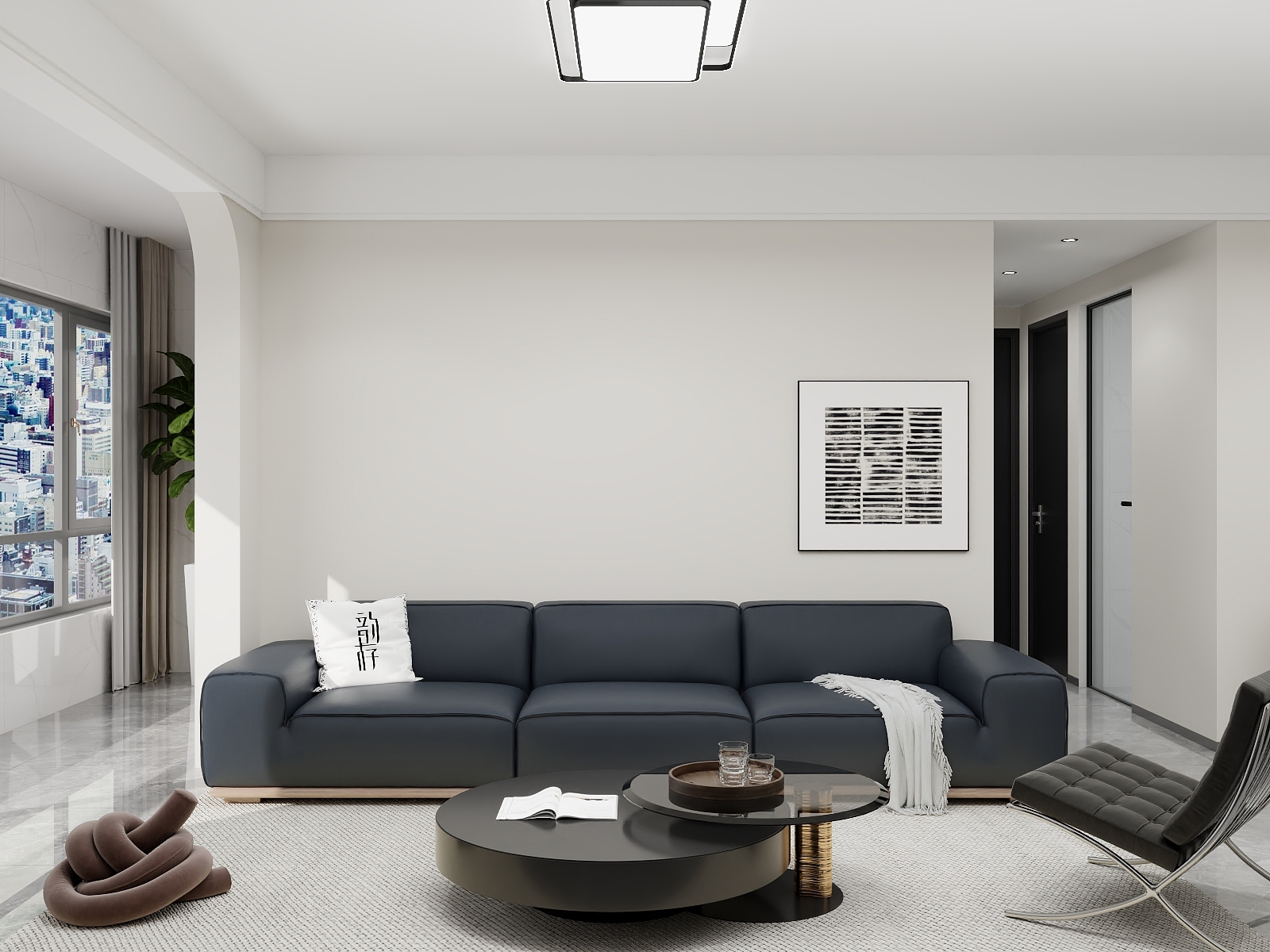 李青越-110方现代简约风格三居室样板间装修效果图