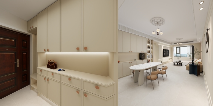 四川巴中巴州店-国盛首府1栋1504法式奶油风-装修设计方案