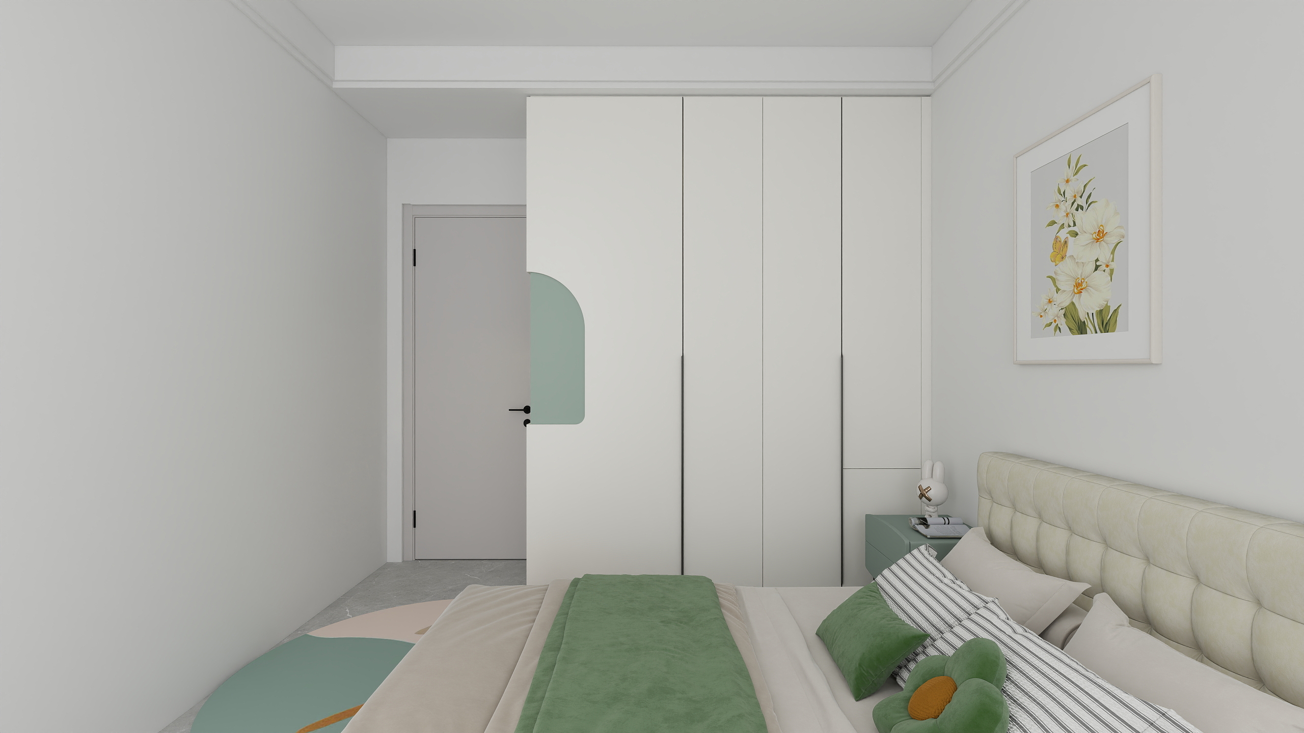 三翼鸟全案设计-沁园春5栋7-1，138㎡4室-改一层女孩房1装修效果图第2张