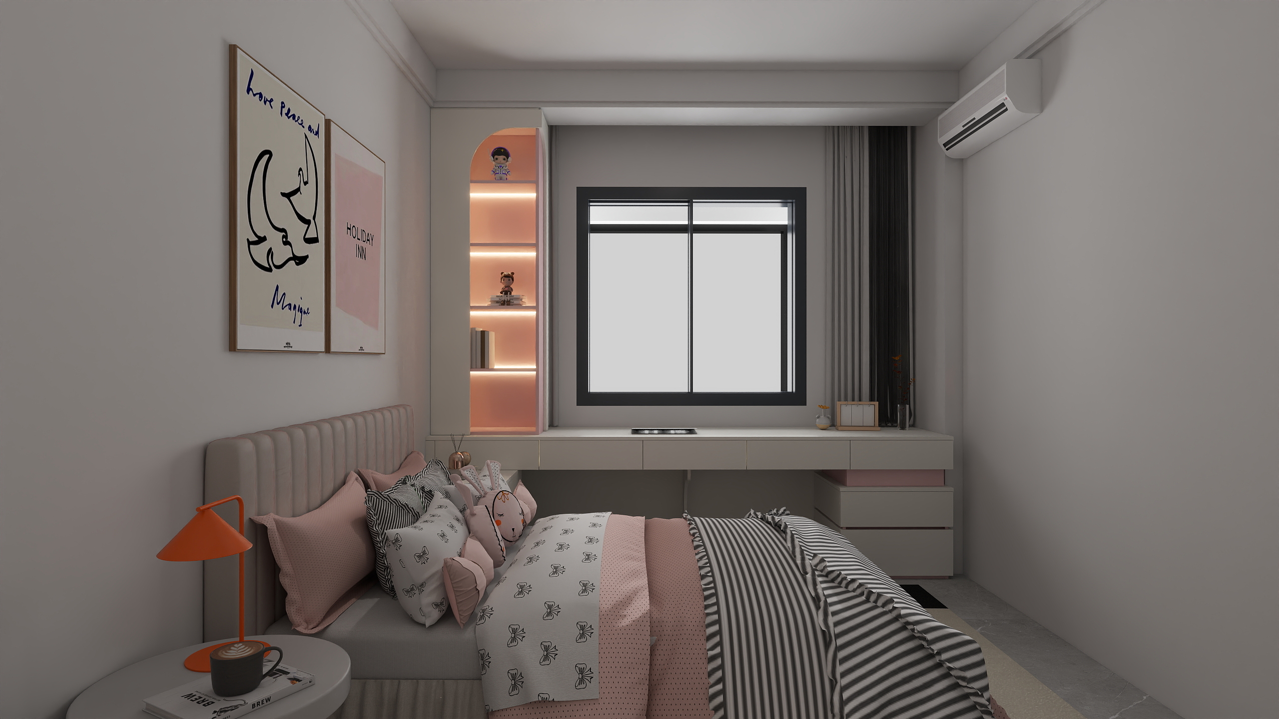 三翼鸟全案设计-沁园春5栋7-1，138㎡4室-改一层女孩房2装修效果图第3张