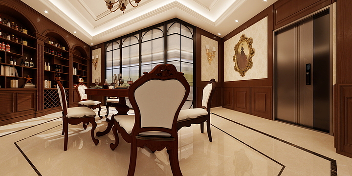俏美时代装饰-俏美装饰 -美式别墅-3次-渲染-装修设计方案