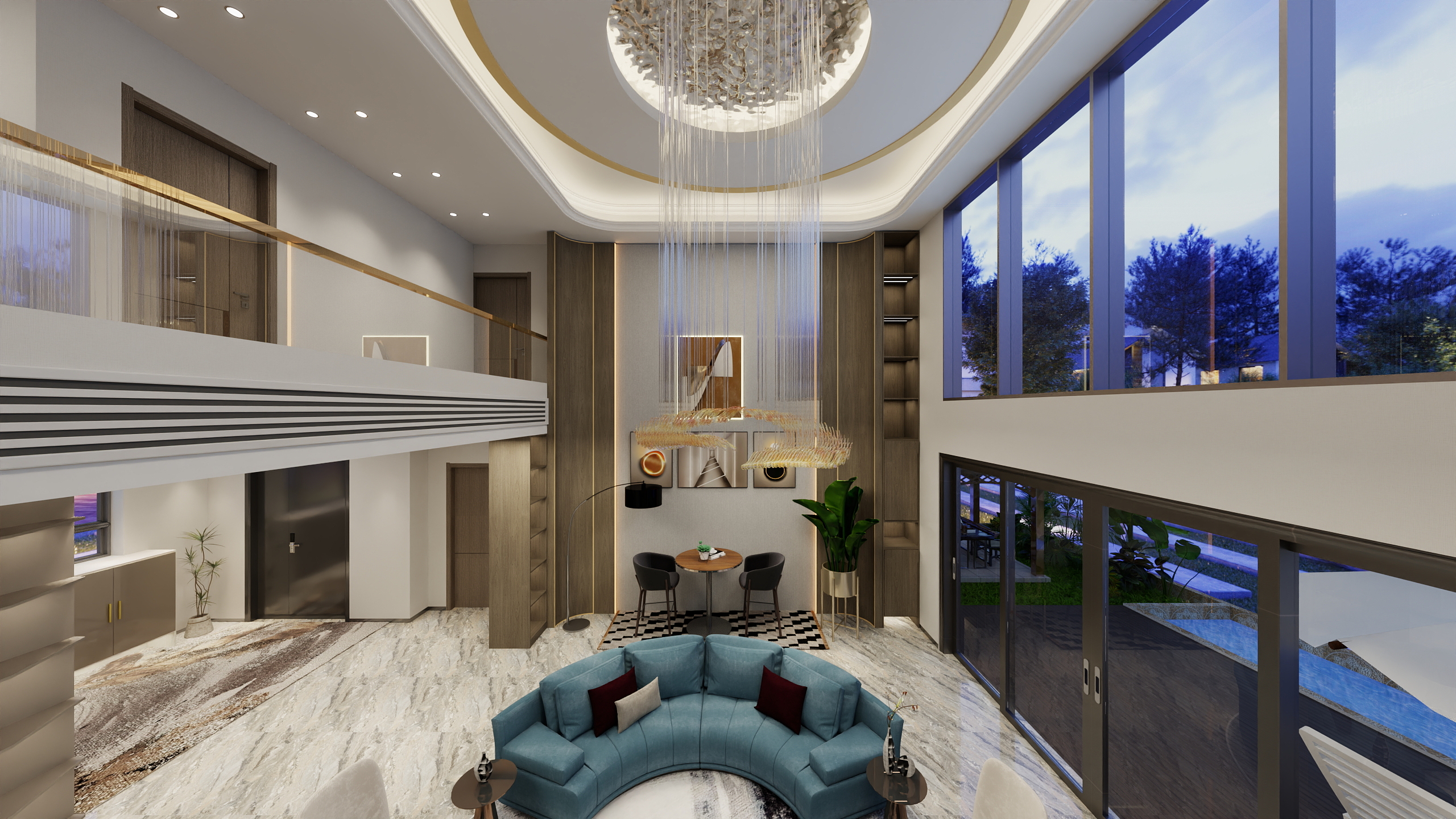 艺灵006-鸿运山庄别墅意式轻奢-原创装修效果图