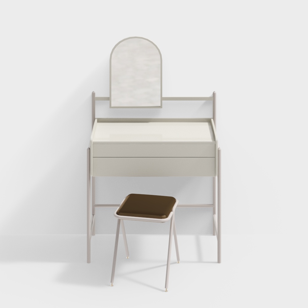 现代奶油风梳妆台3D模型