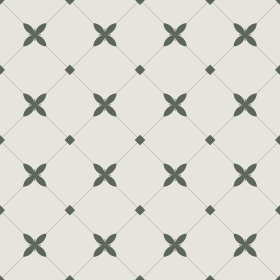 Seamless Retro Nordic Green Geometric Flower Tile Texture