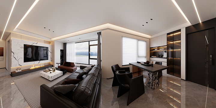 南天门老师-南飞雁现代轻奢写实效果图-装修设计方案