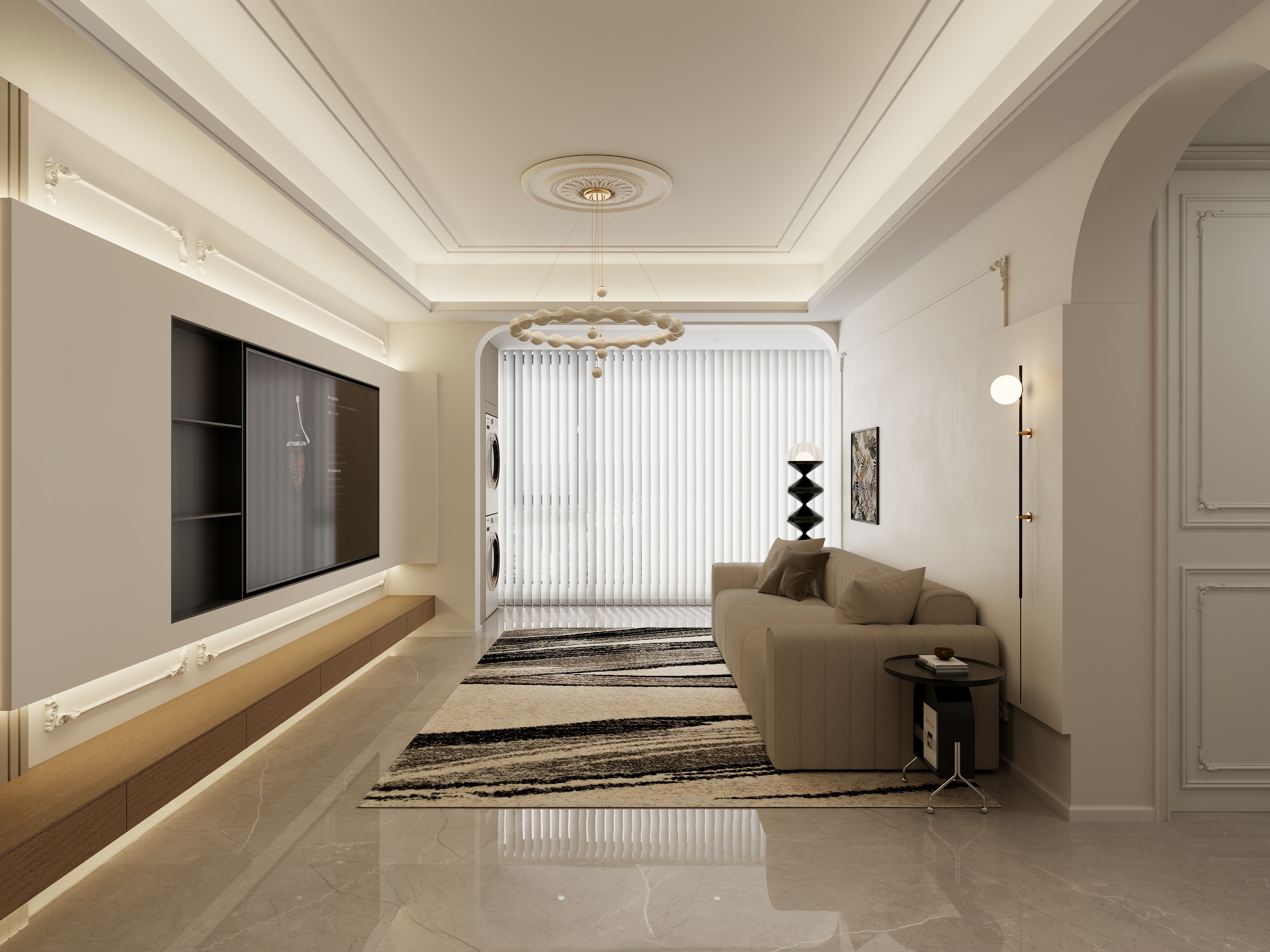 至简名设一钱春-100平法师奶油风两居室【春】装修效果图