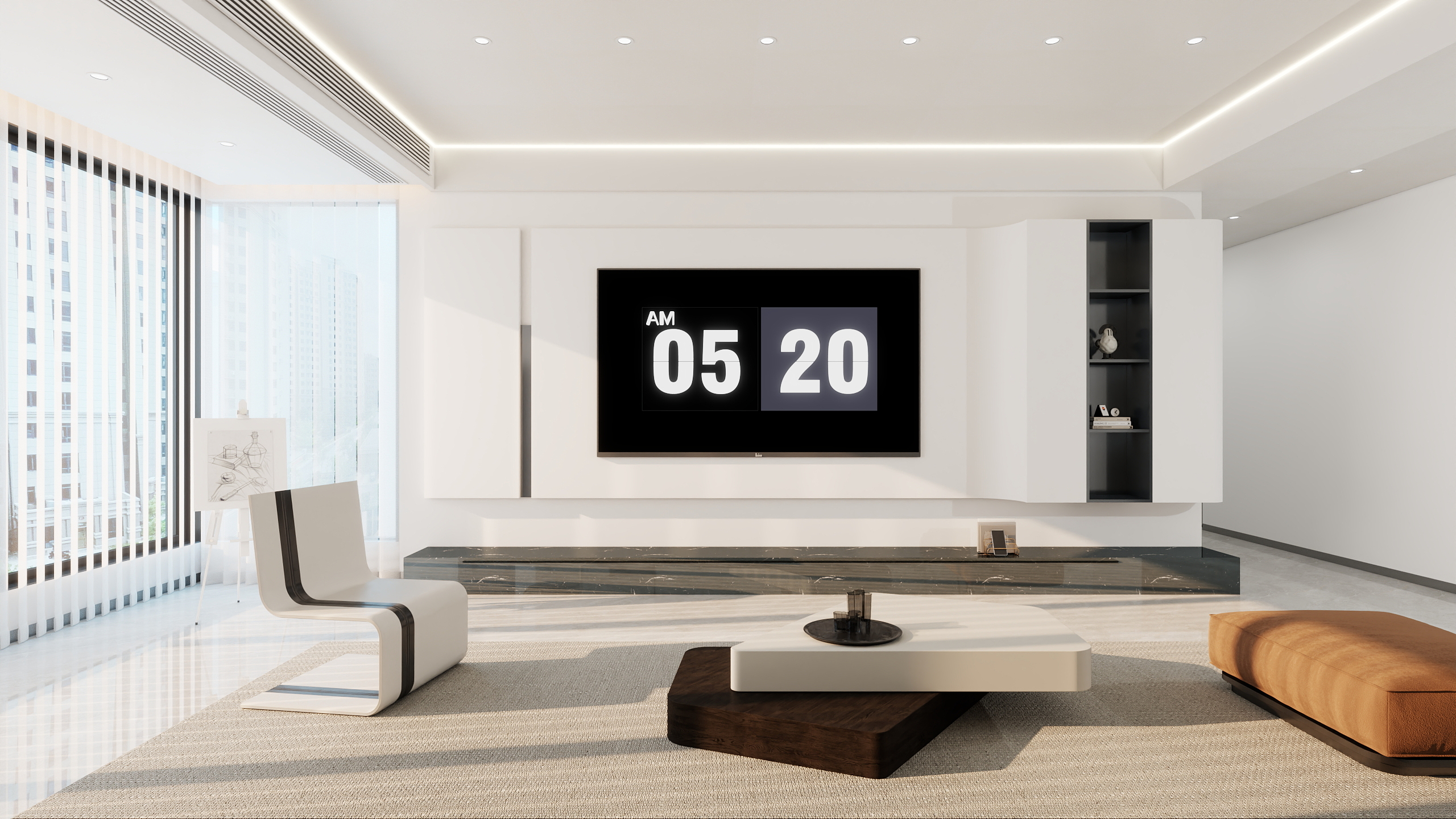 楠哥装饰-现代极简 132㎡3室装修效果图