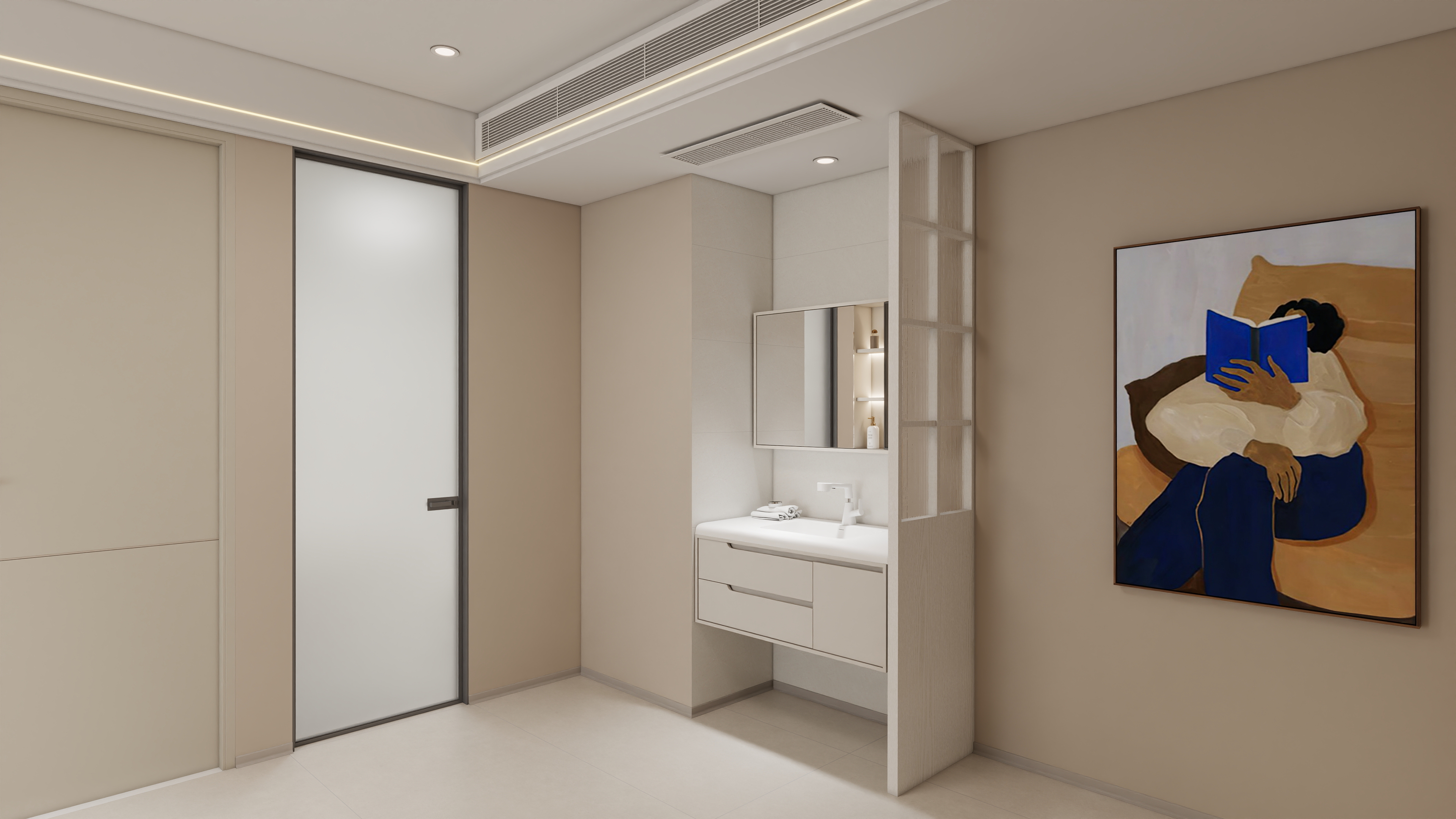 小胡设计-国建悦美城顶楼复式奶油原木风102㎡装修效果图