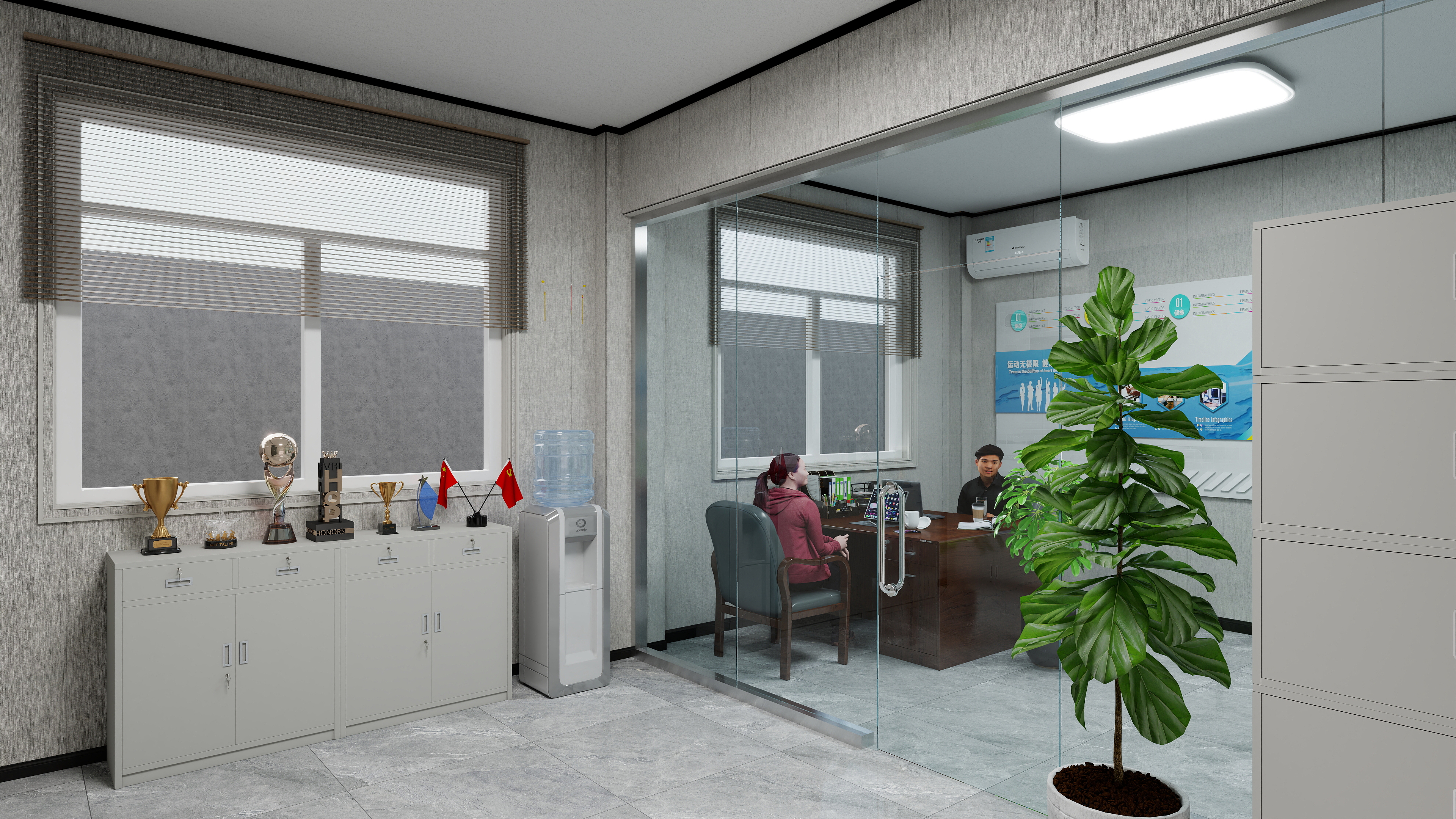 黄栈设计师-安防仓管暨后勤办公室装修方案-装修设计方案