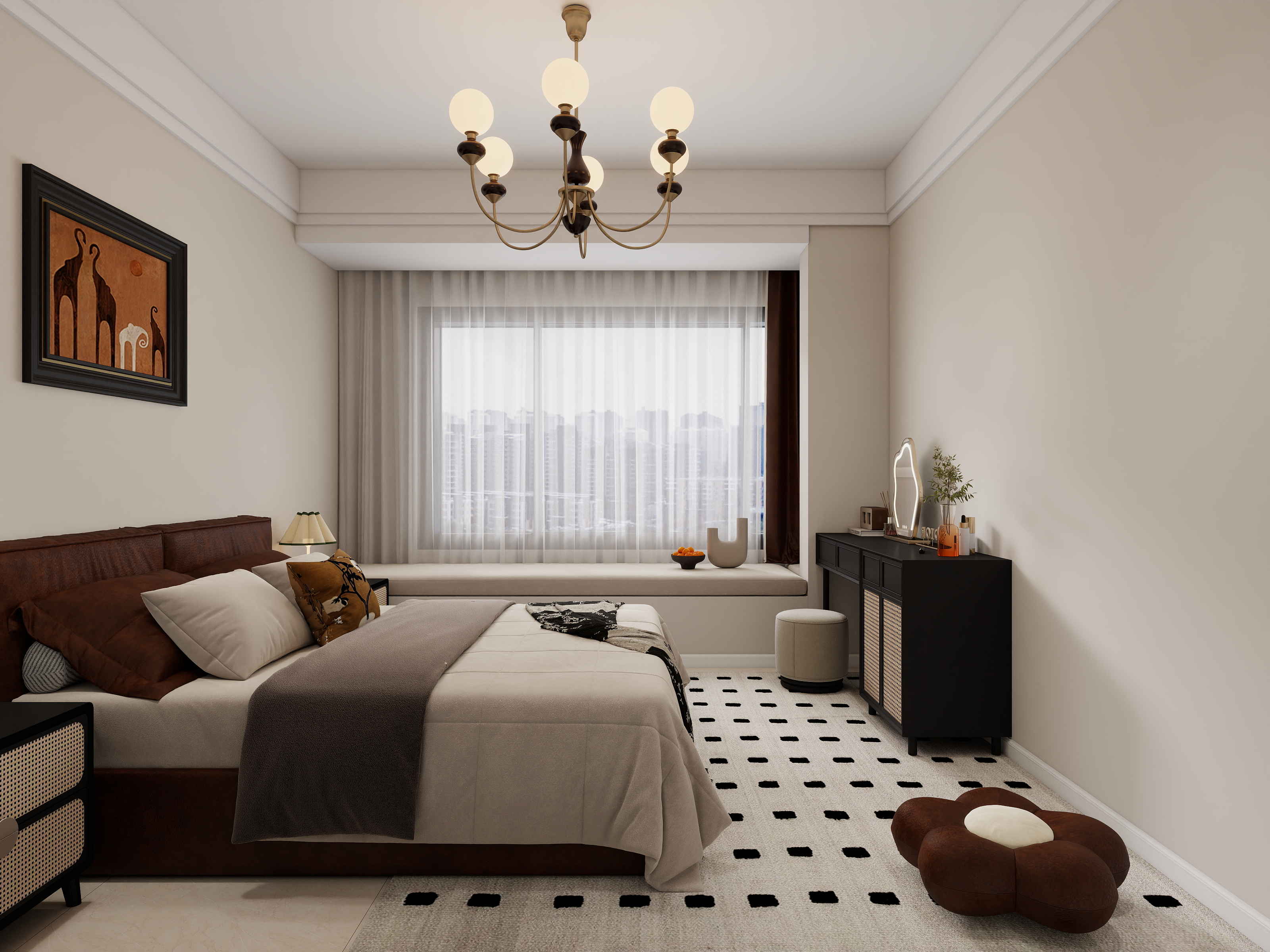 李林-法式奶油124㎡3室装修效果图