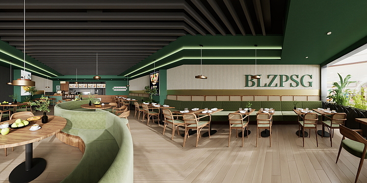 I全景效果-西餐厅-装修设计方案