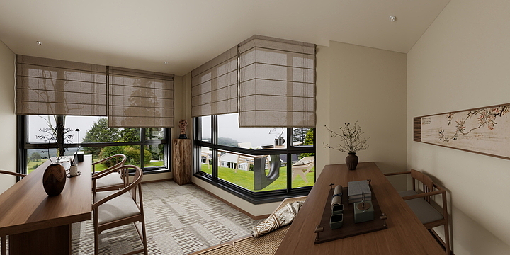 I全景效果-禅意办公室-装修设计方案