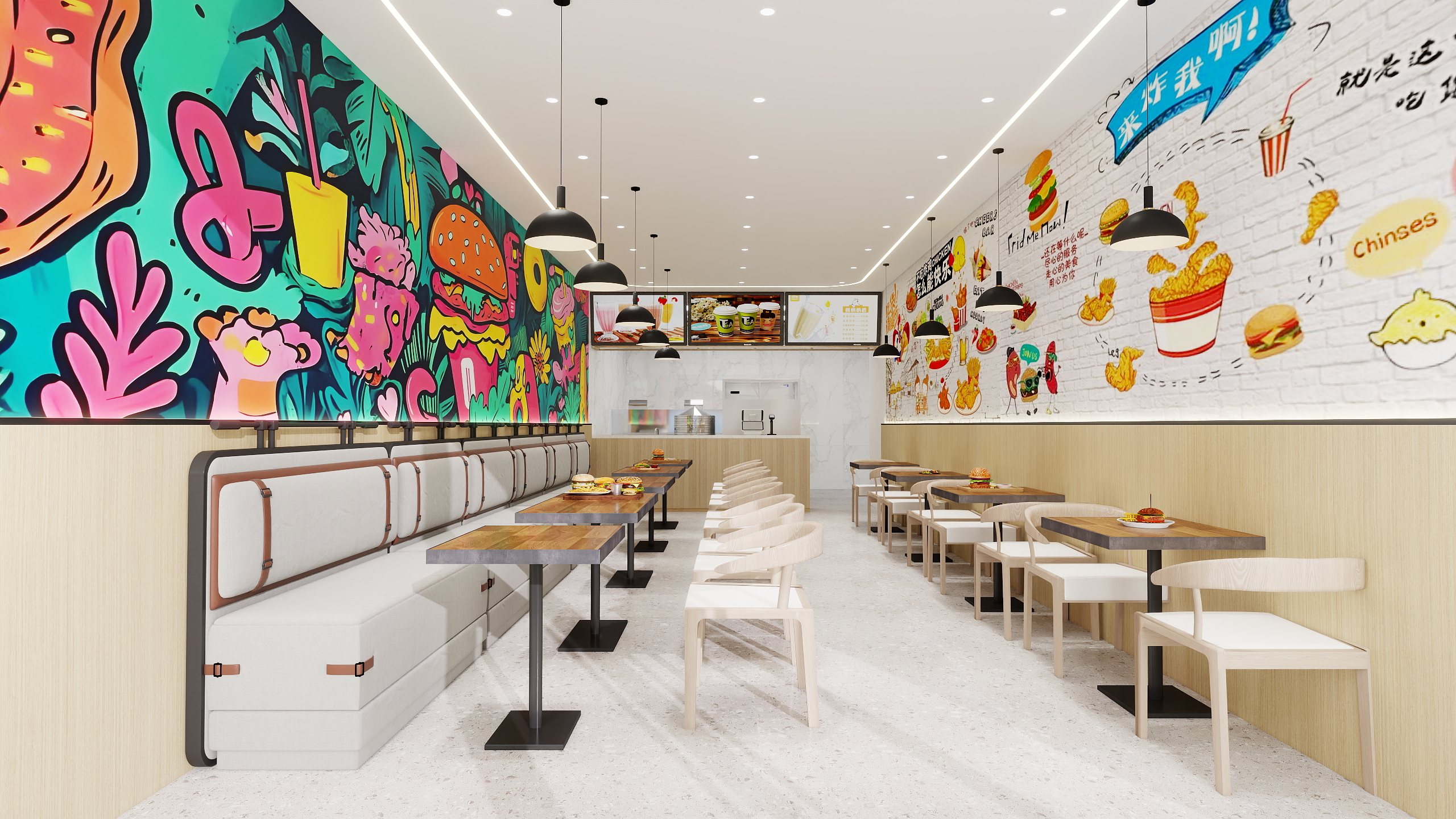 宅美国际丨设计-汉堡店-装修设计方案