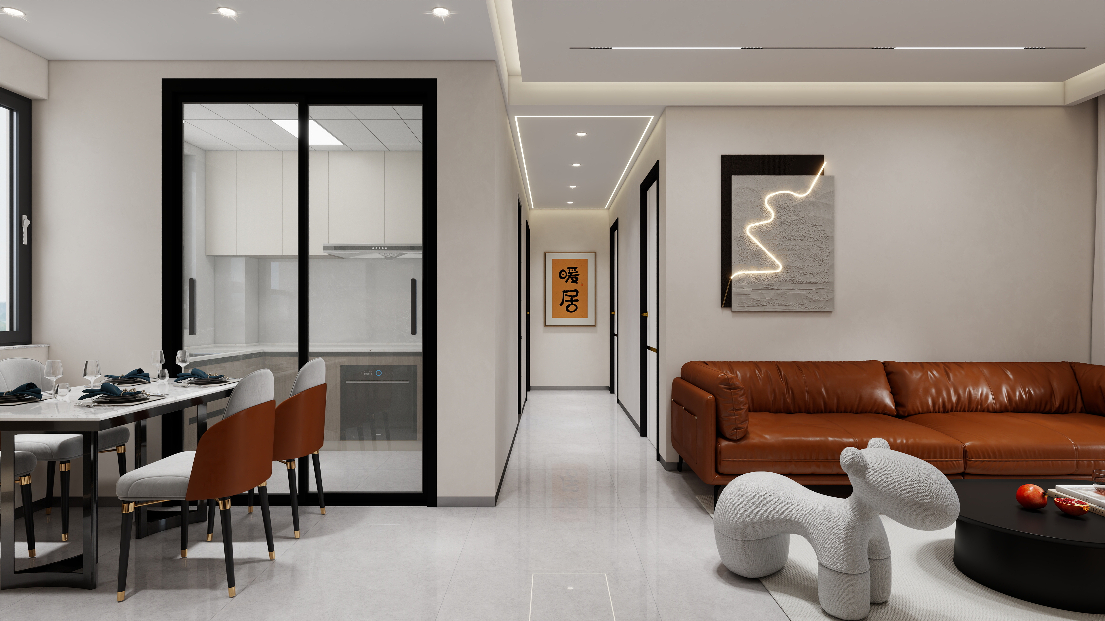 张岩-烟台大华铂金望府90㎡现代三居室-装修设计方案