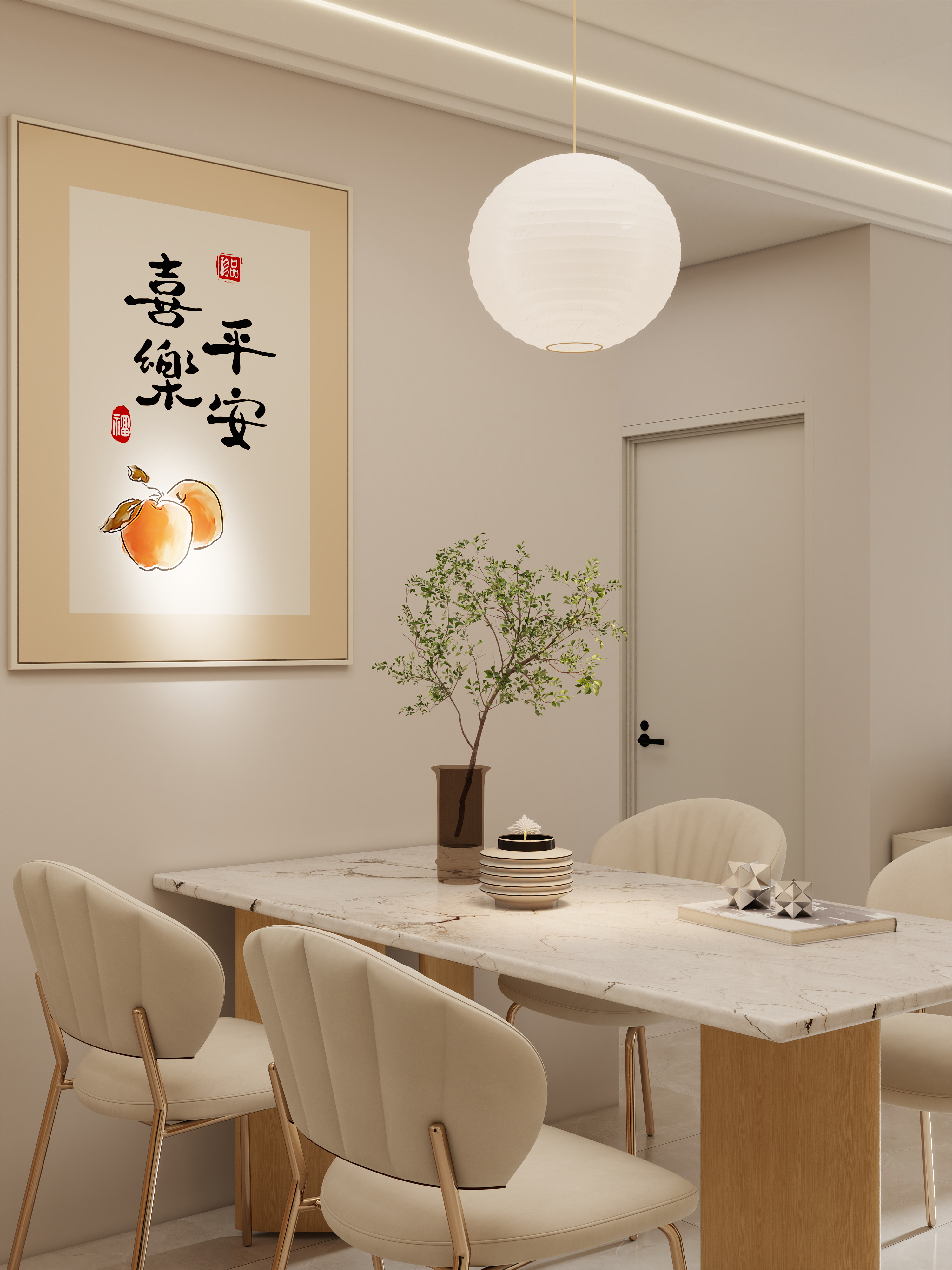 壹诺设计工作室-80㎡3室-奶油风装修效果图