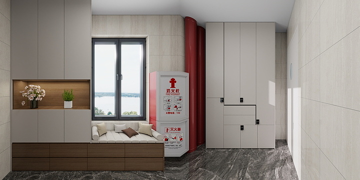 尚合建筑空间设计-华夏中央公园北区9-1-201入户鞋柜-装修设计方案