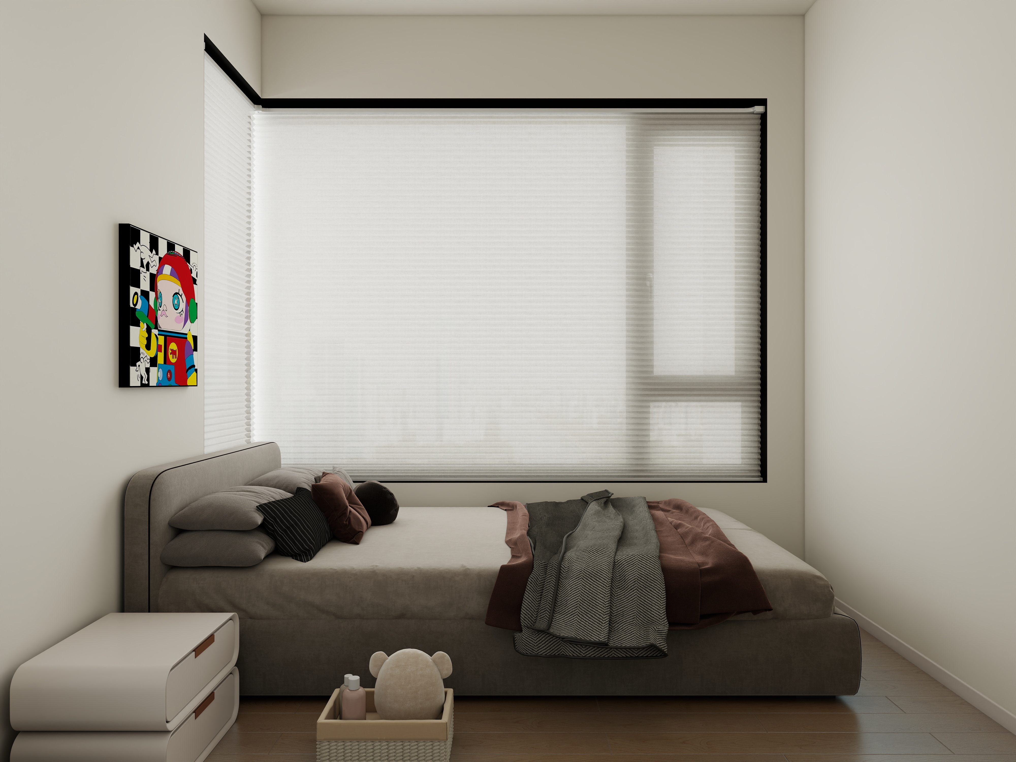 张煜强煜境设计-109平米现代简约原木三房装修效果图