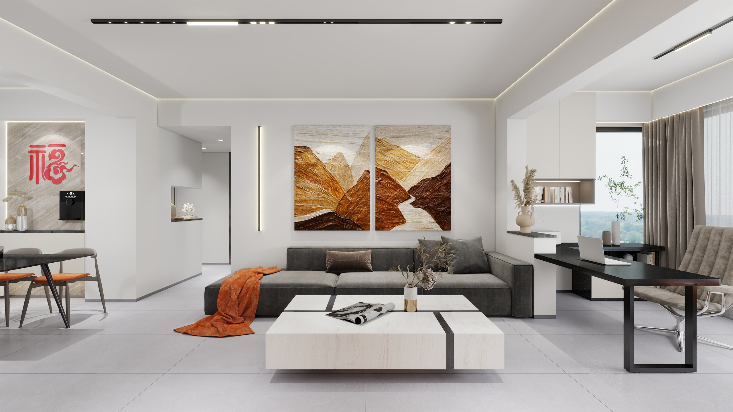 神马云在线-极简家徒四壁131㎡4室装修效果图